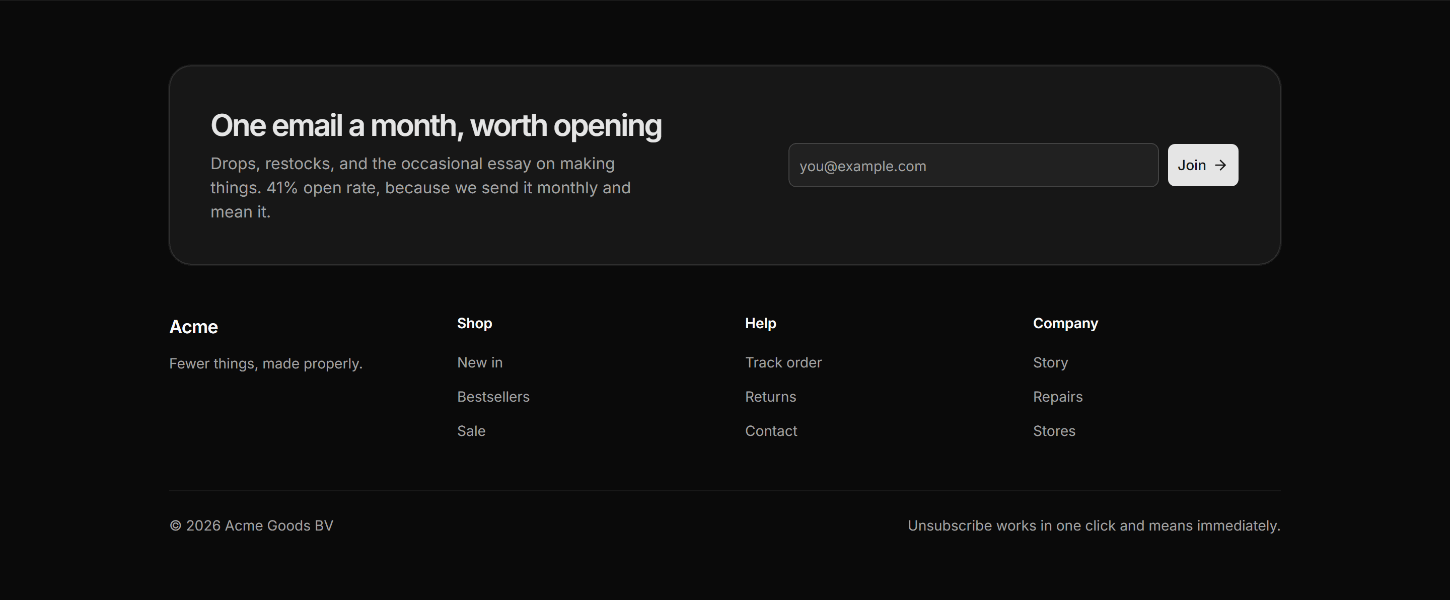 Ecommerce Footer: Footer With Newsletter