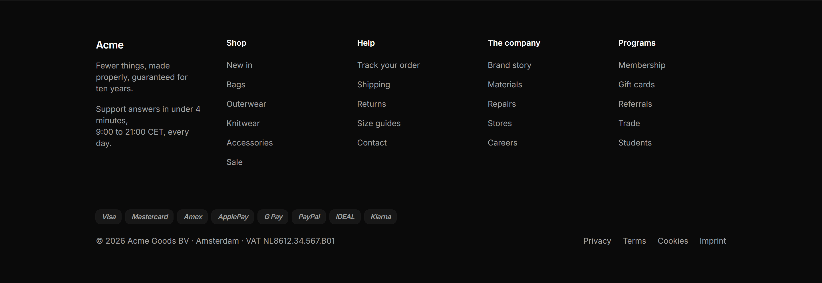 Ecommerce Footer: Mega Store Footer
