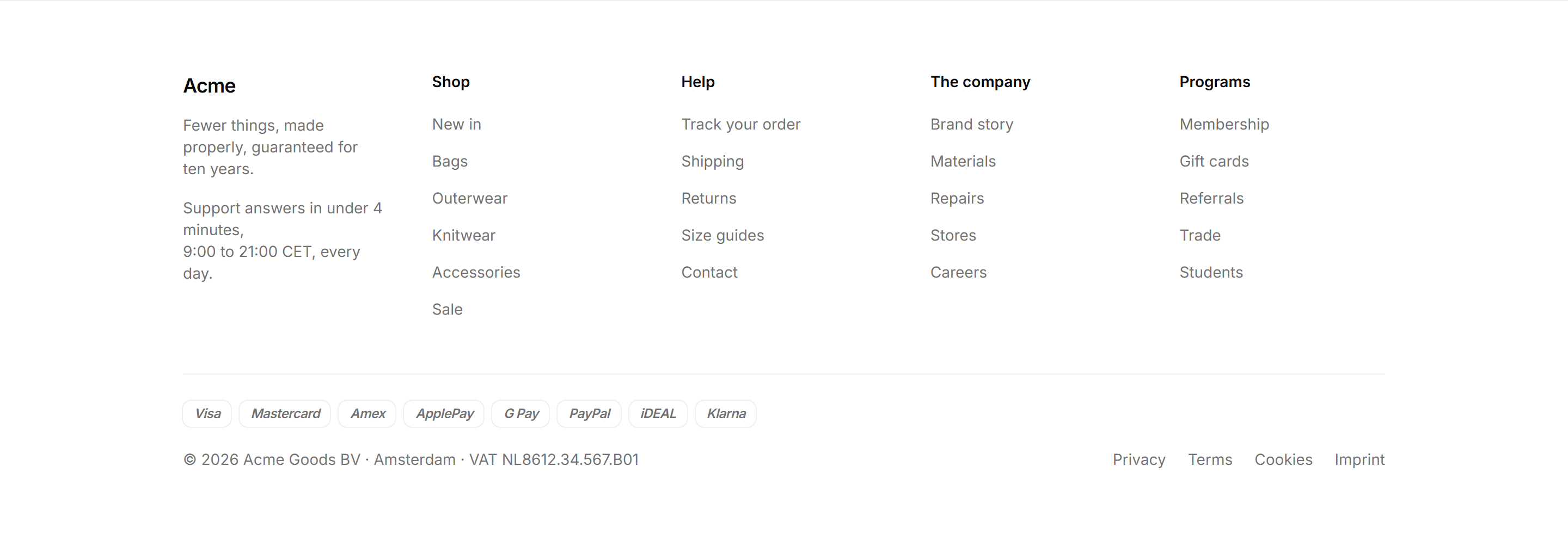 Ecommerce Footer: Mega Store Footer