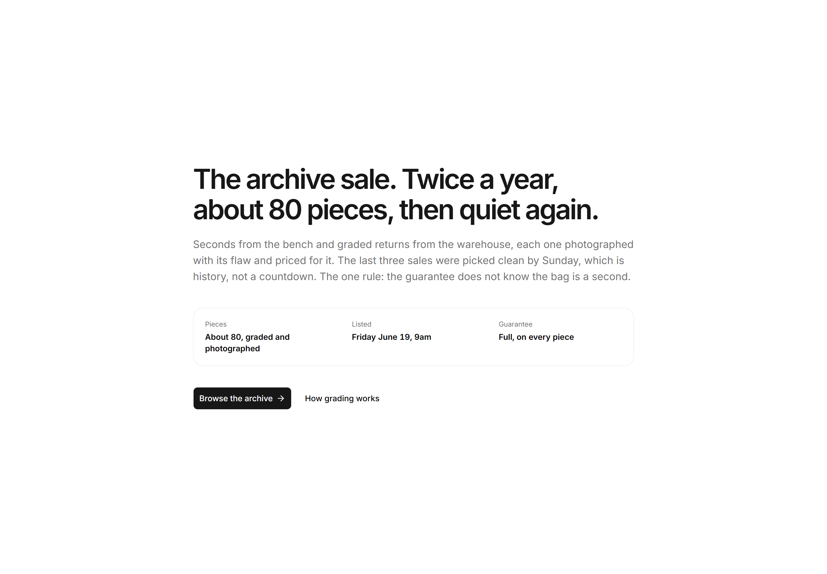 Ecommerce Hero: Archive Sale Hero