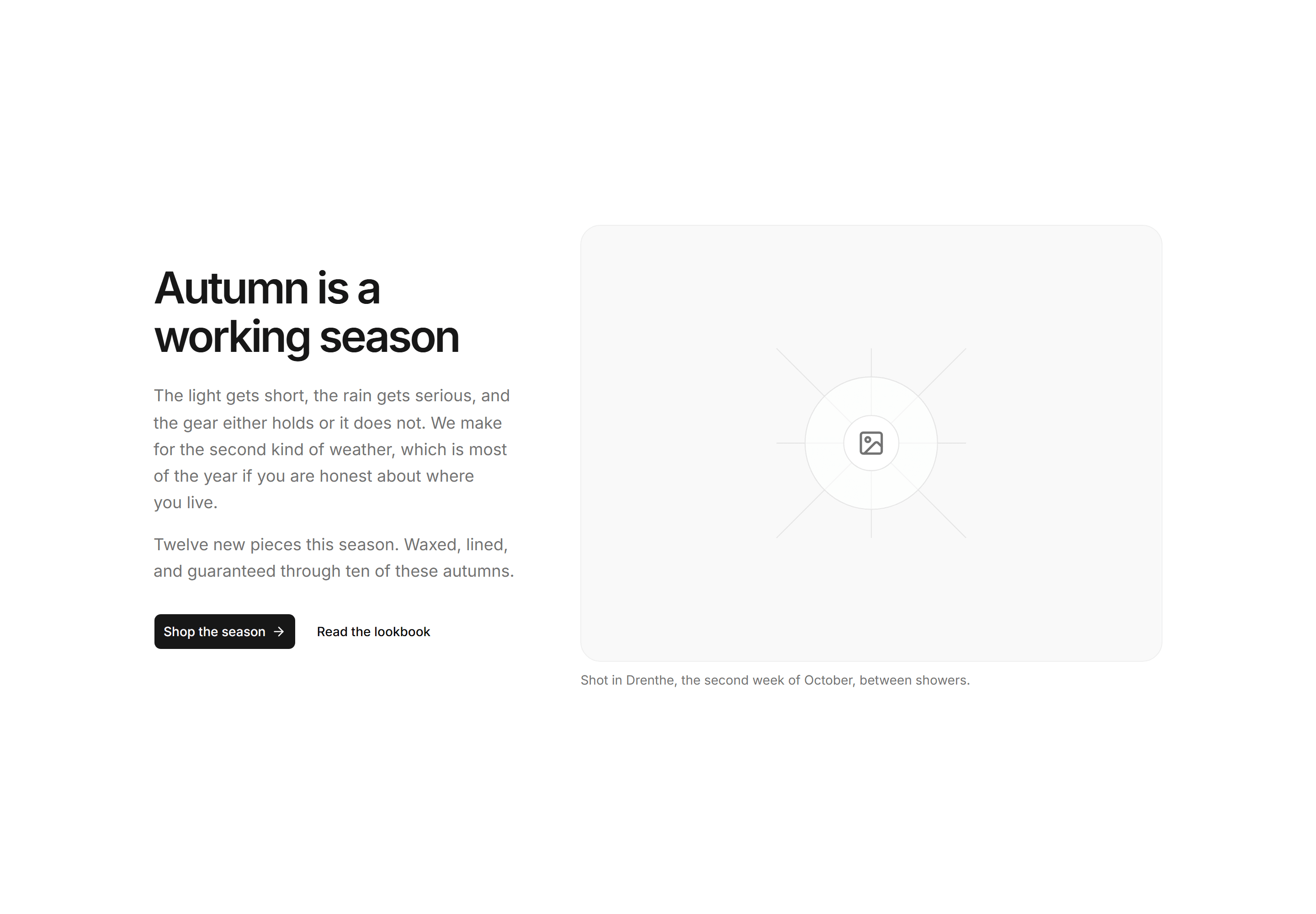 Ecommerce Hero: Editorial Split Hero