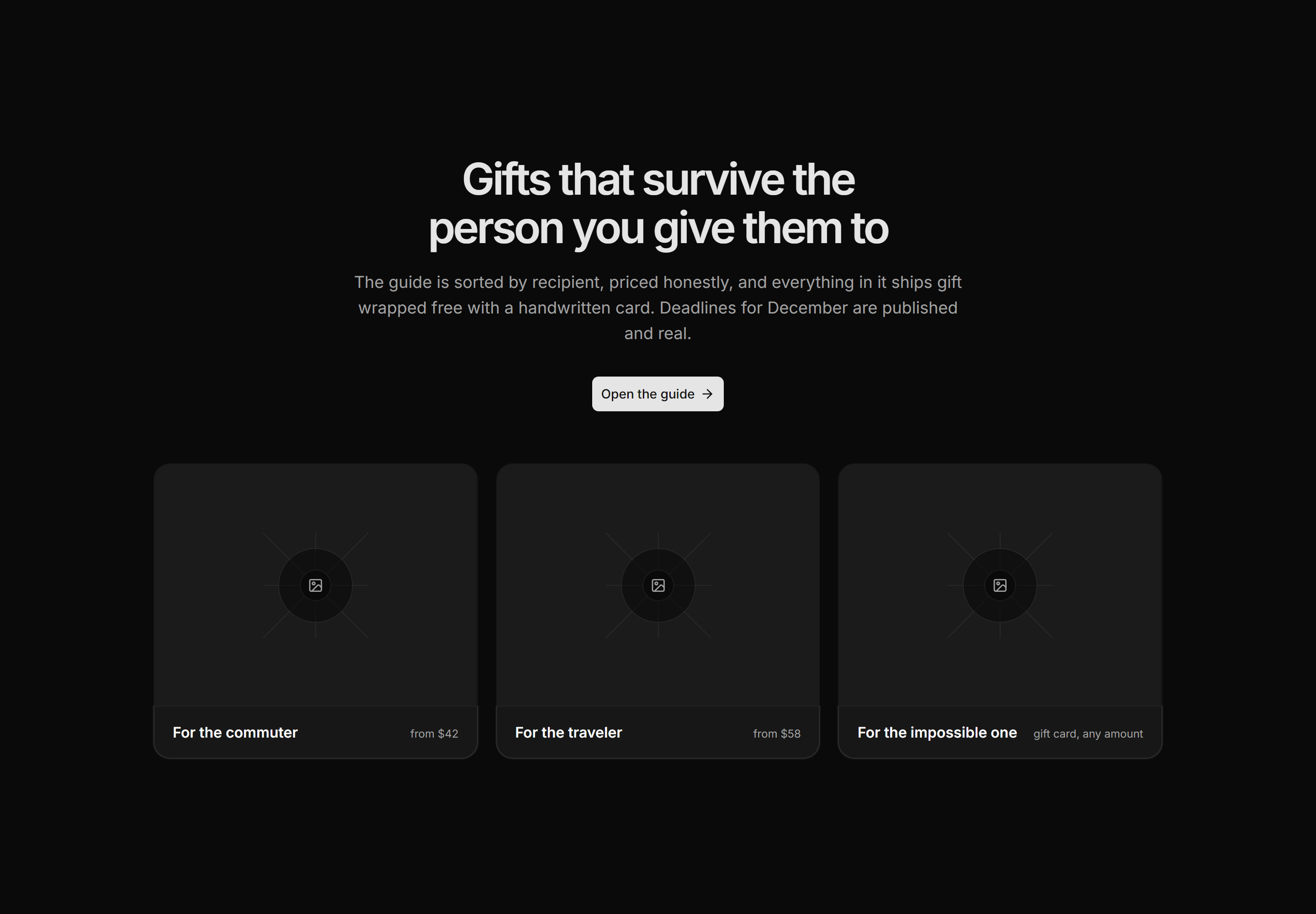 Ecommerce Hero: Gift Guide Hero