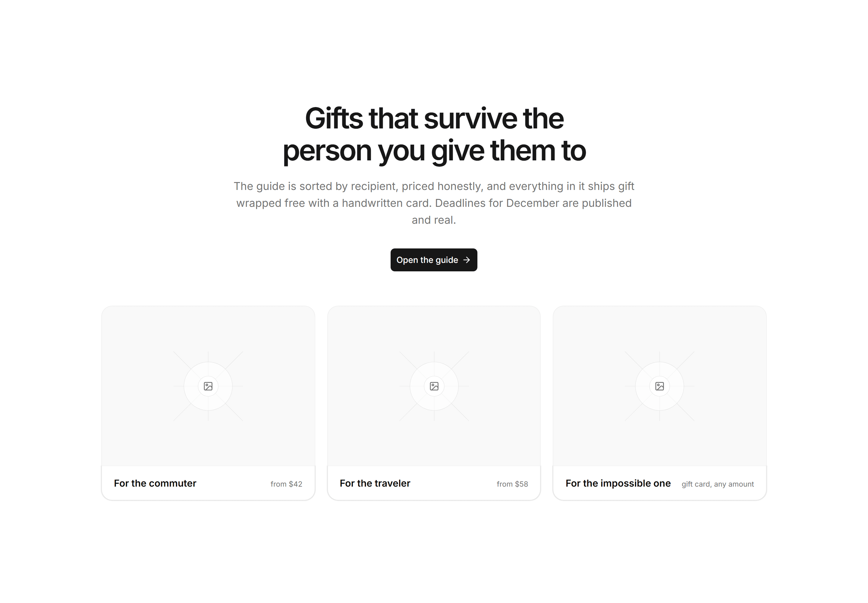 Ecommerce Hero: Gift Guide Hero