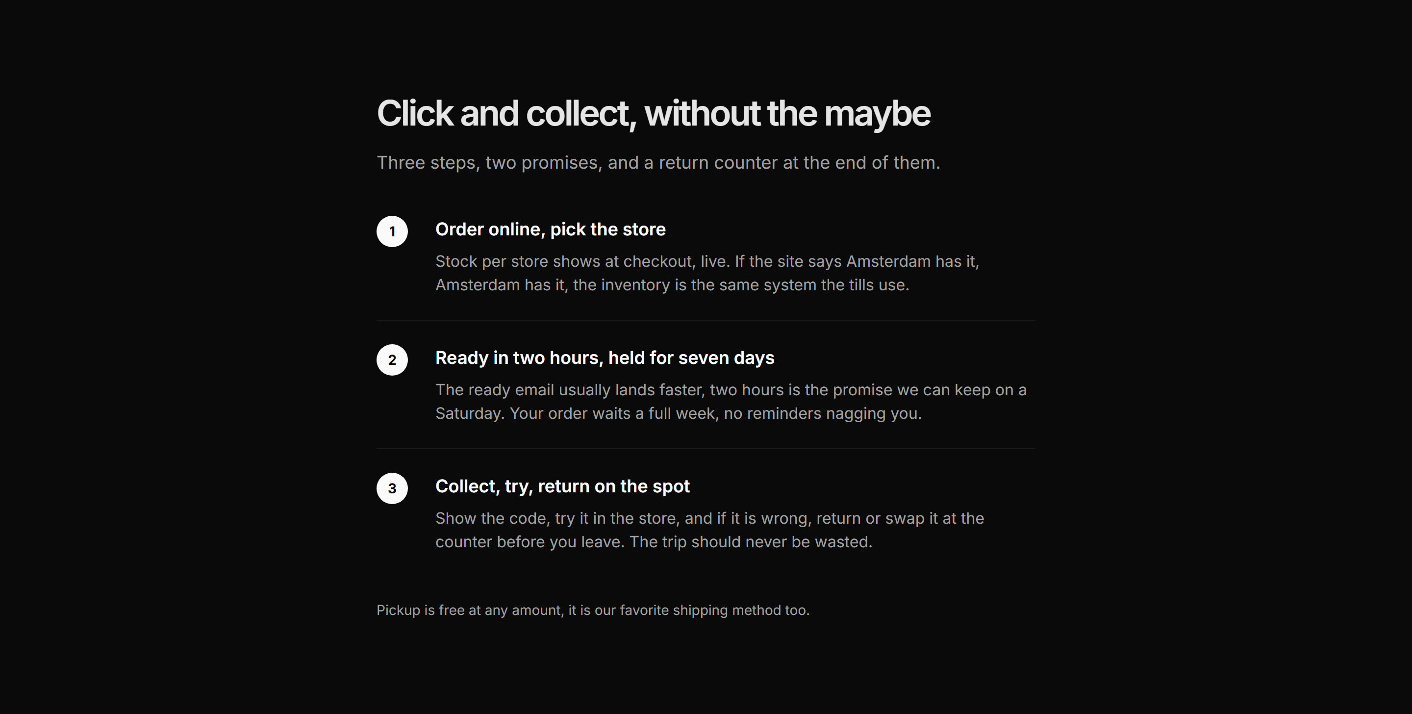 Ecommerce Store: In Store Pickup Explainer