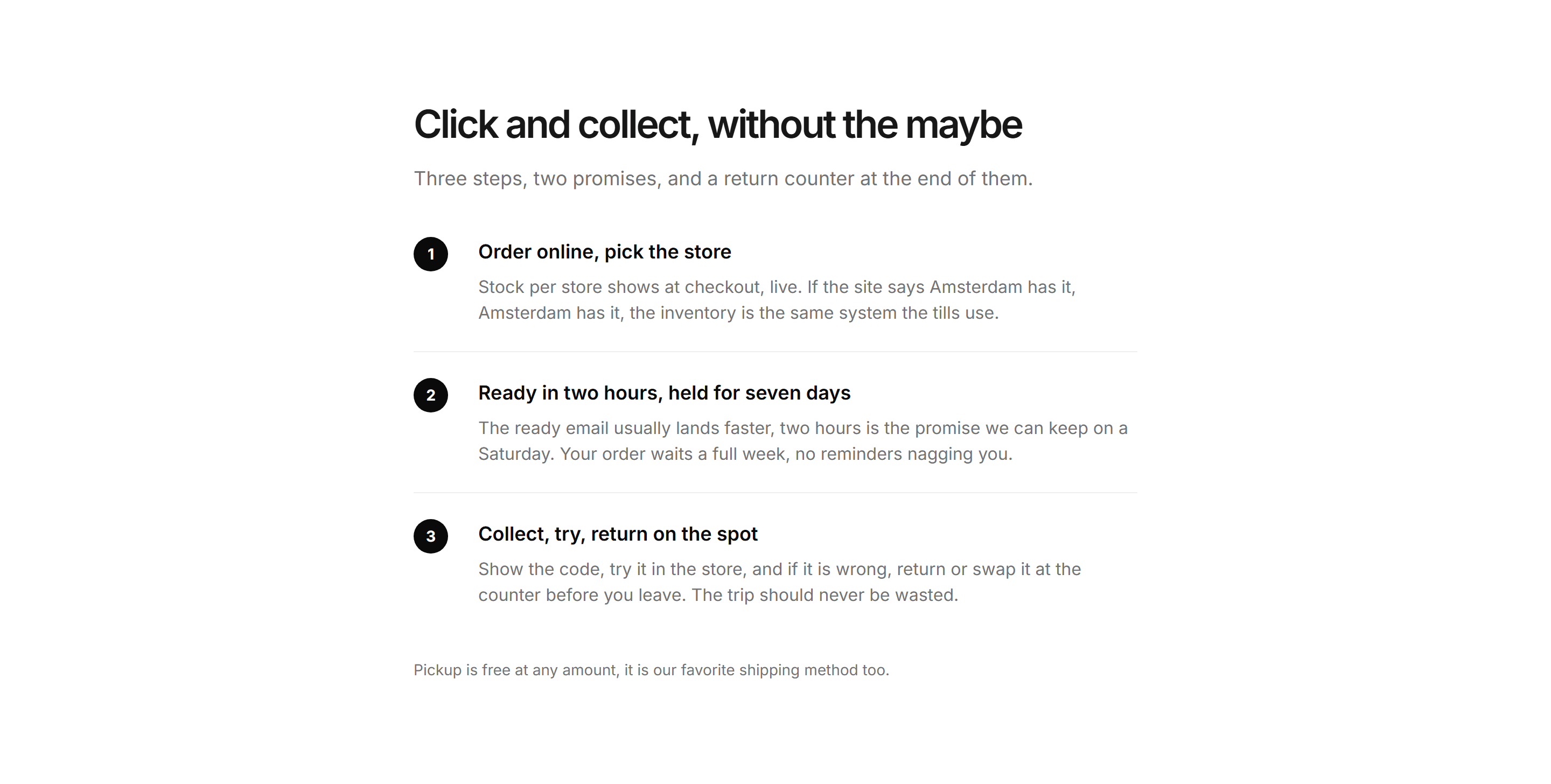 Ecommerce Store: In Store Pickup Explainer