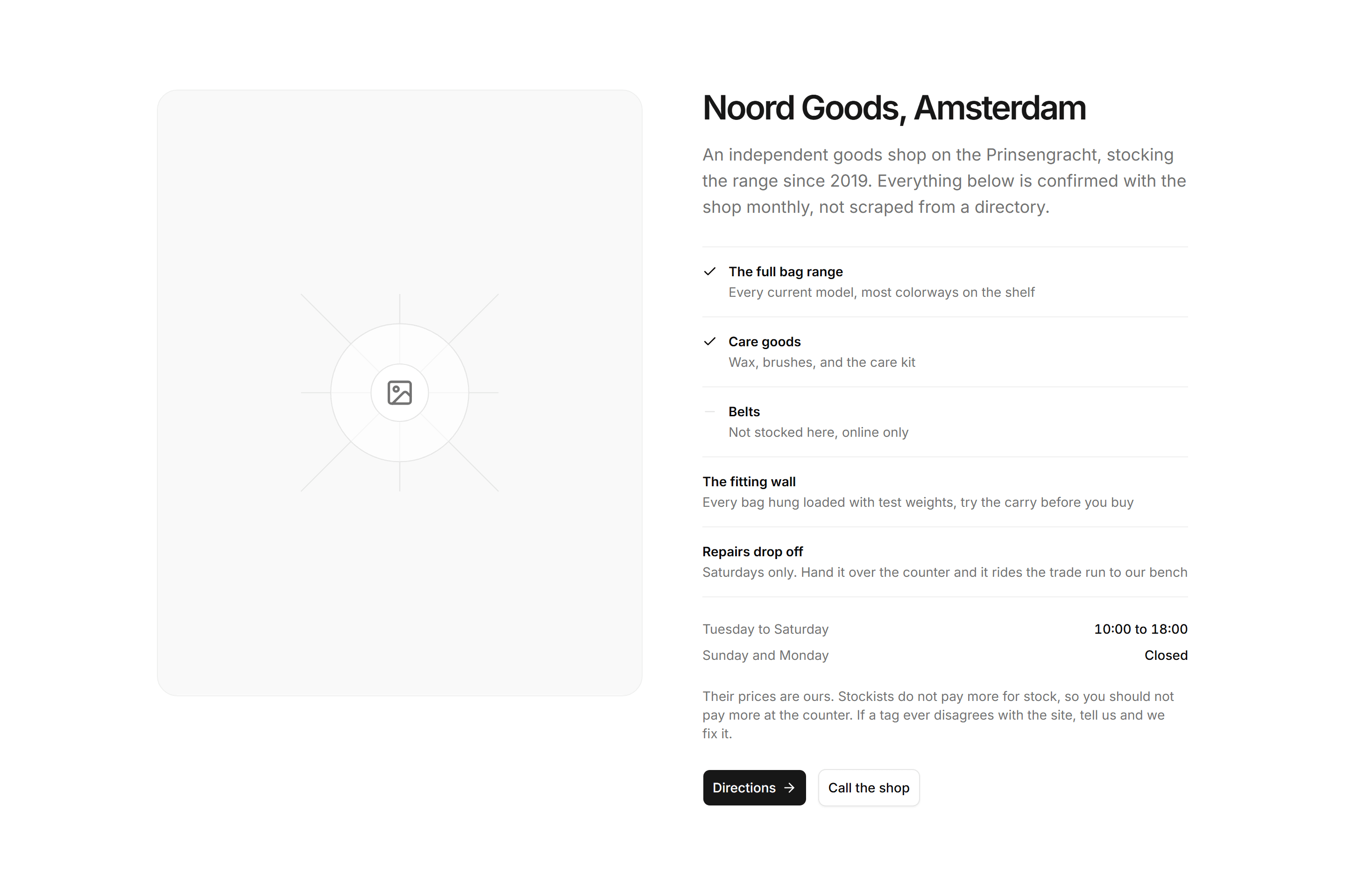 Ecommerce Store: Stockist Detail Card