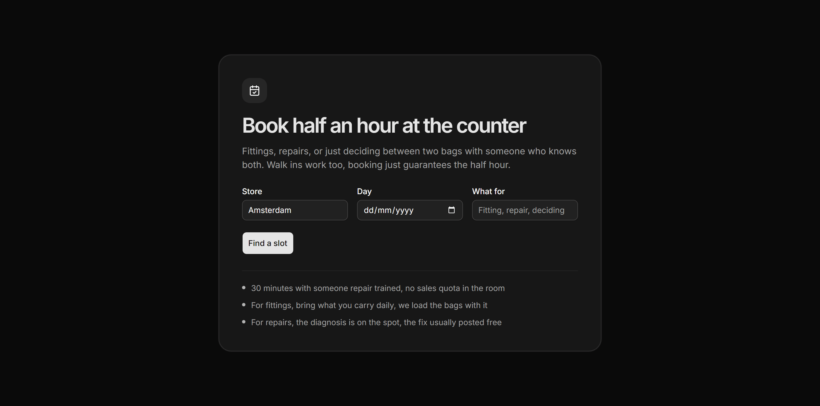 Ecommerce Store: Visit Planner Card