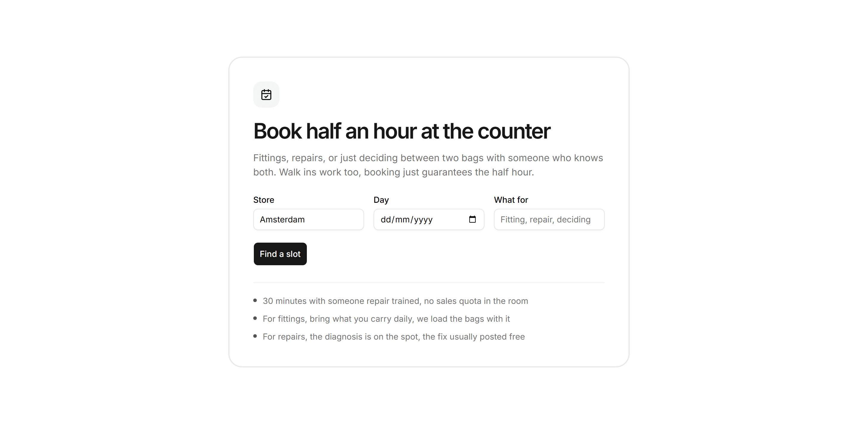 Ecommerce Store: Visit Planner Card