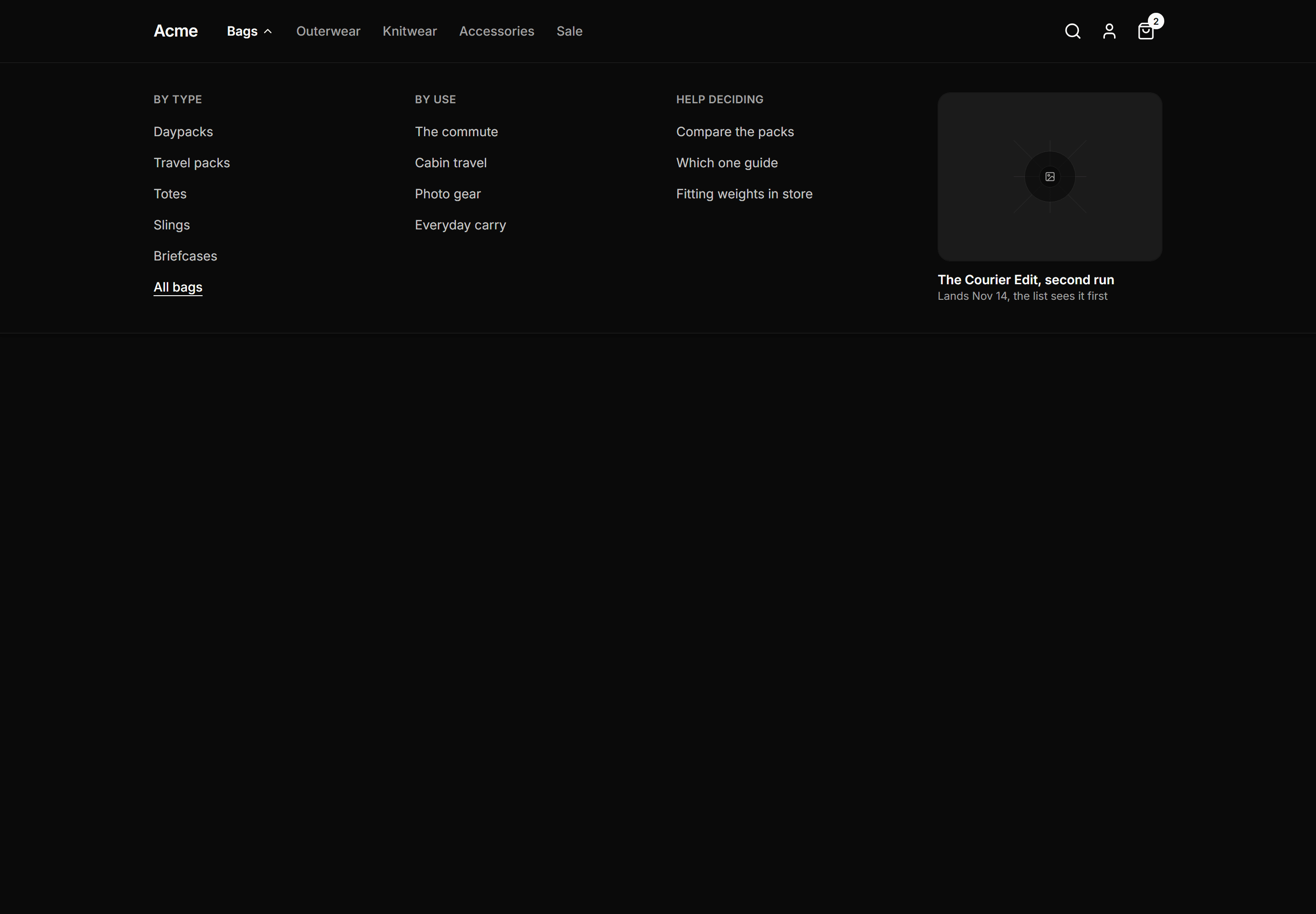 Ecommerce Navbar: Nav With Mega Menu Panel