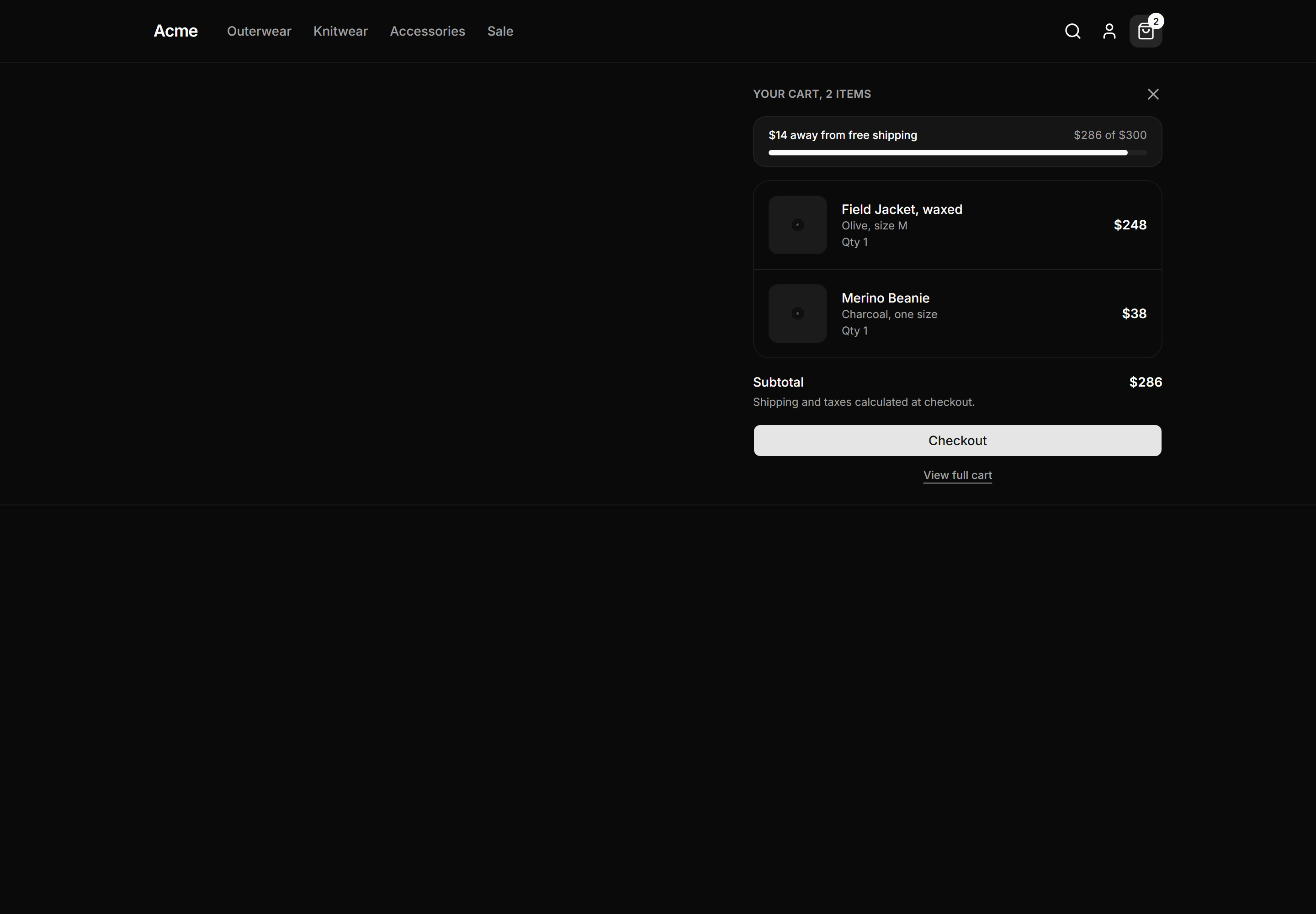 Ecommerce Navbar: Nav With Mini Cart Panel