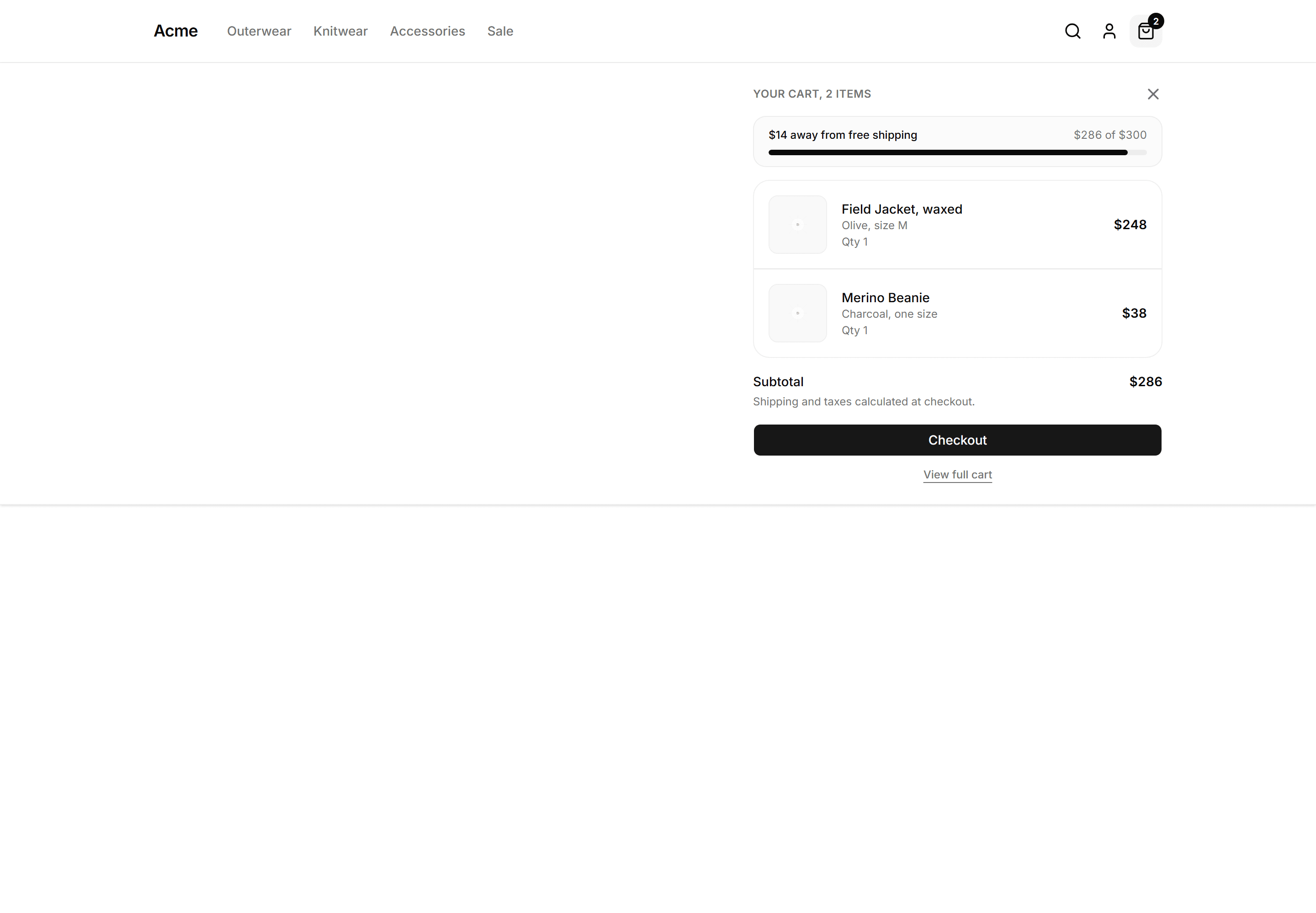 Ecommerce Navbar: Nav With Mini Cart Panel