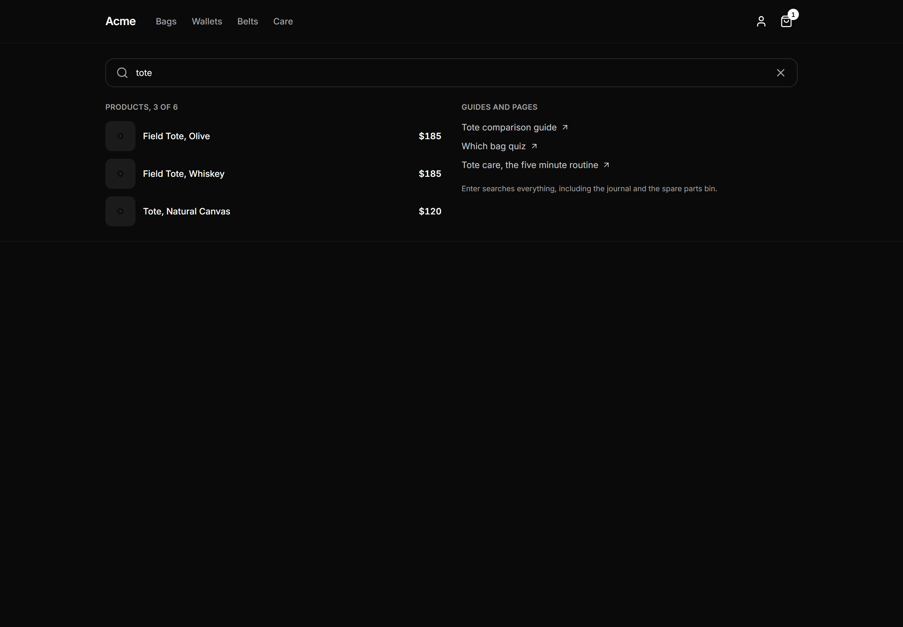 Ecommerce Navbar: Search Overlay Panel