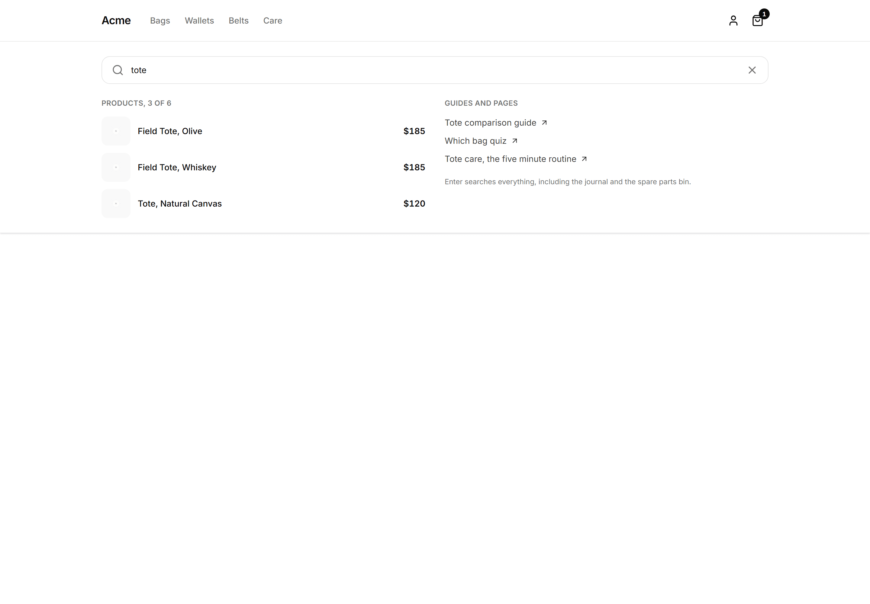 Ecommerce Navbar: Search Overlay Panel