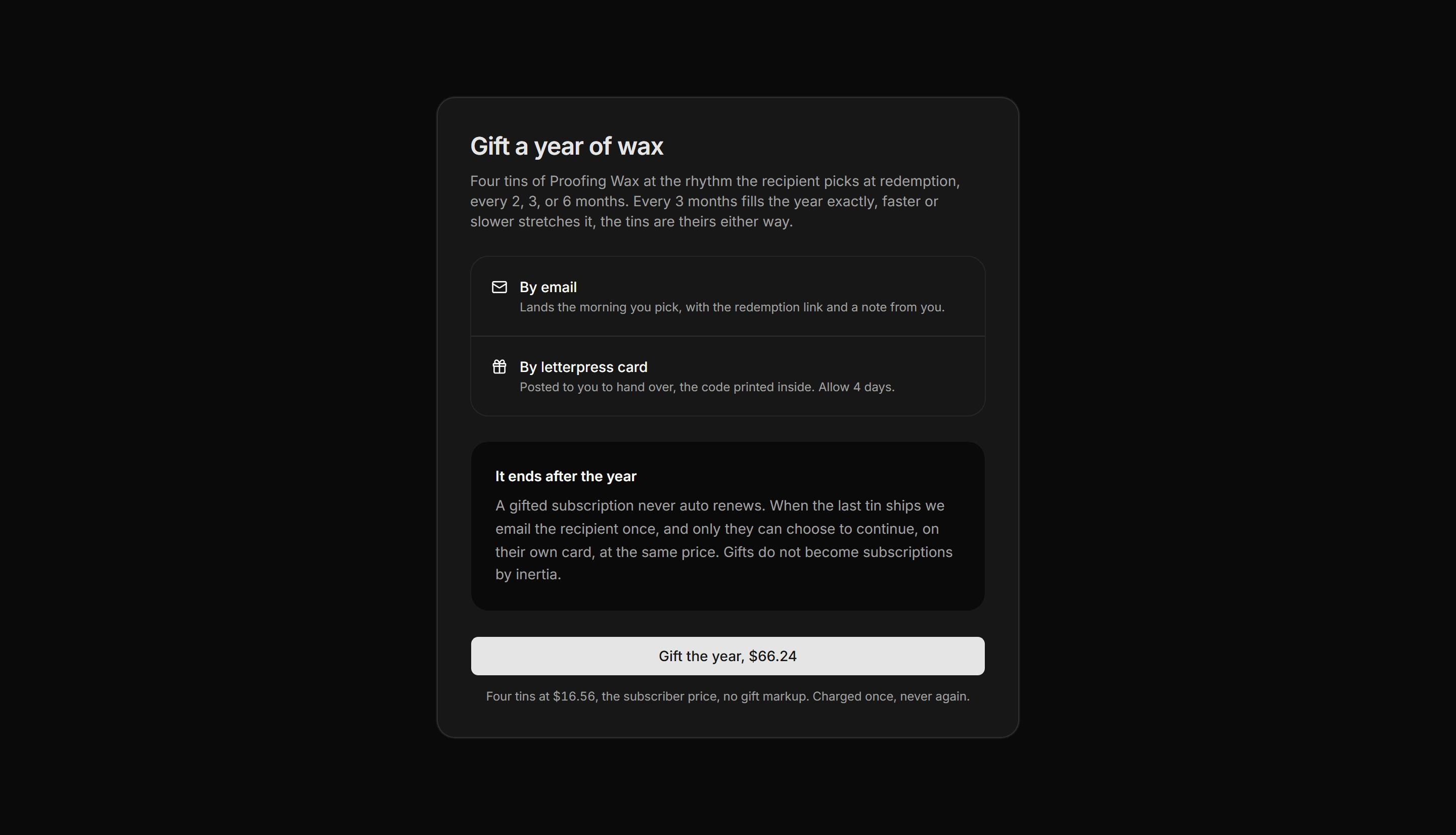 Ecommerce Subscription: Gift A Subscription Card