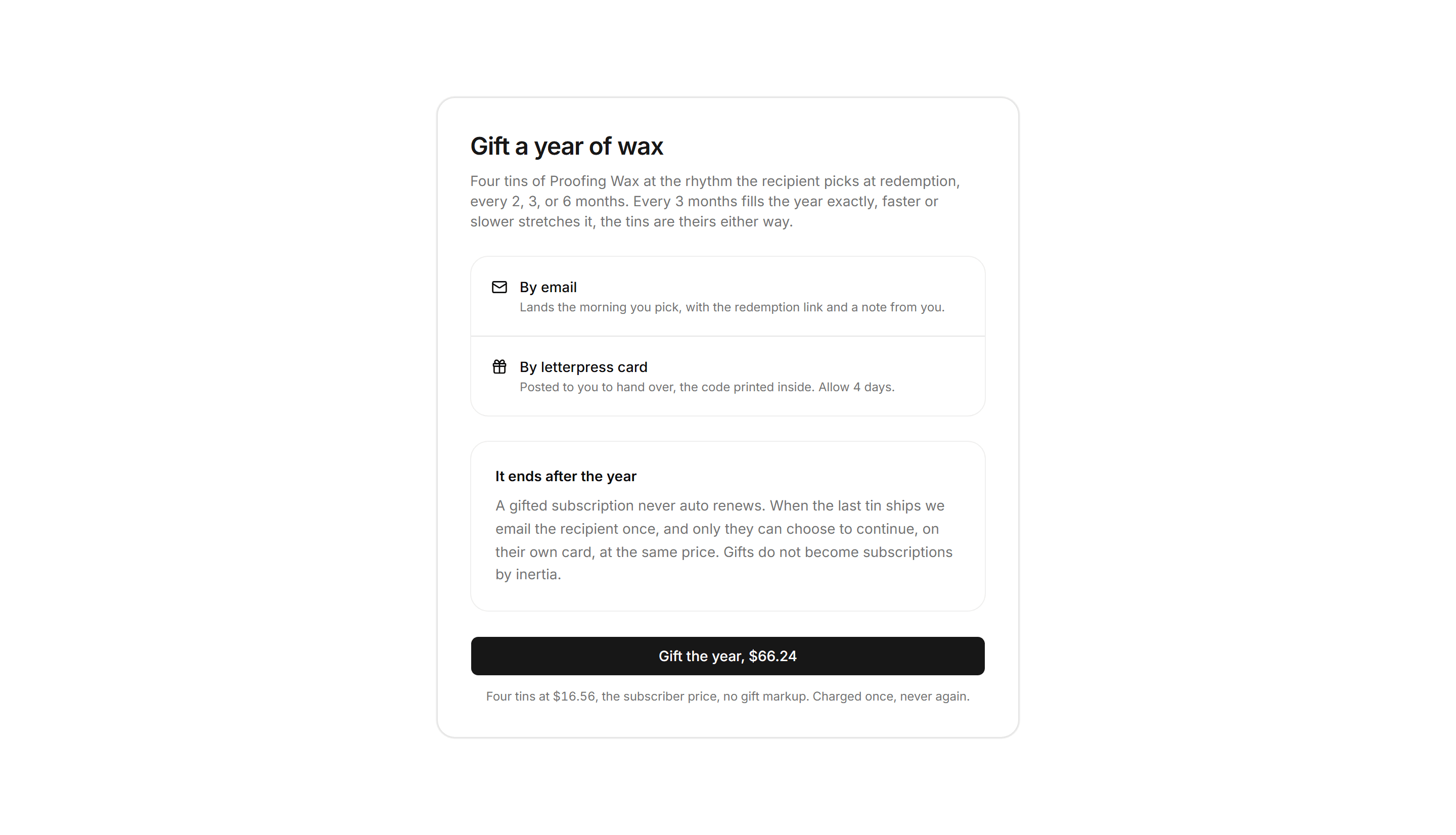 Ecommerce Subscription: Gift A Subscription Card