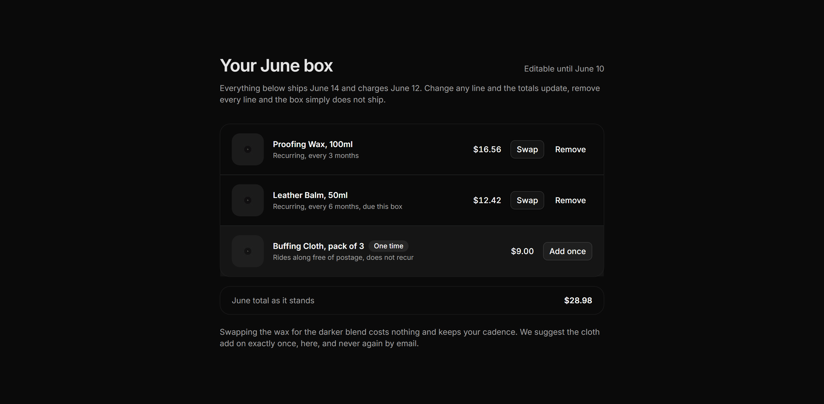 Ecommerce Subscription: Next Box Editor