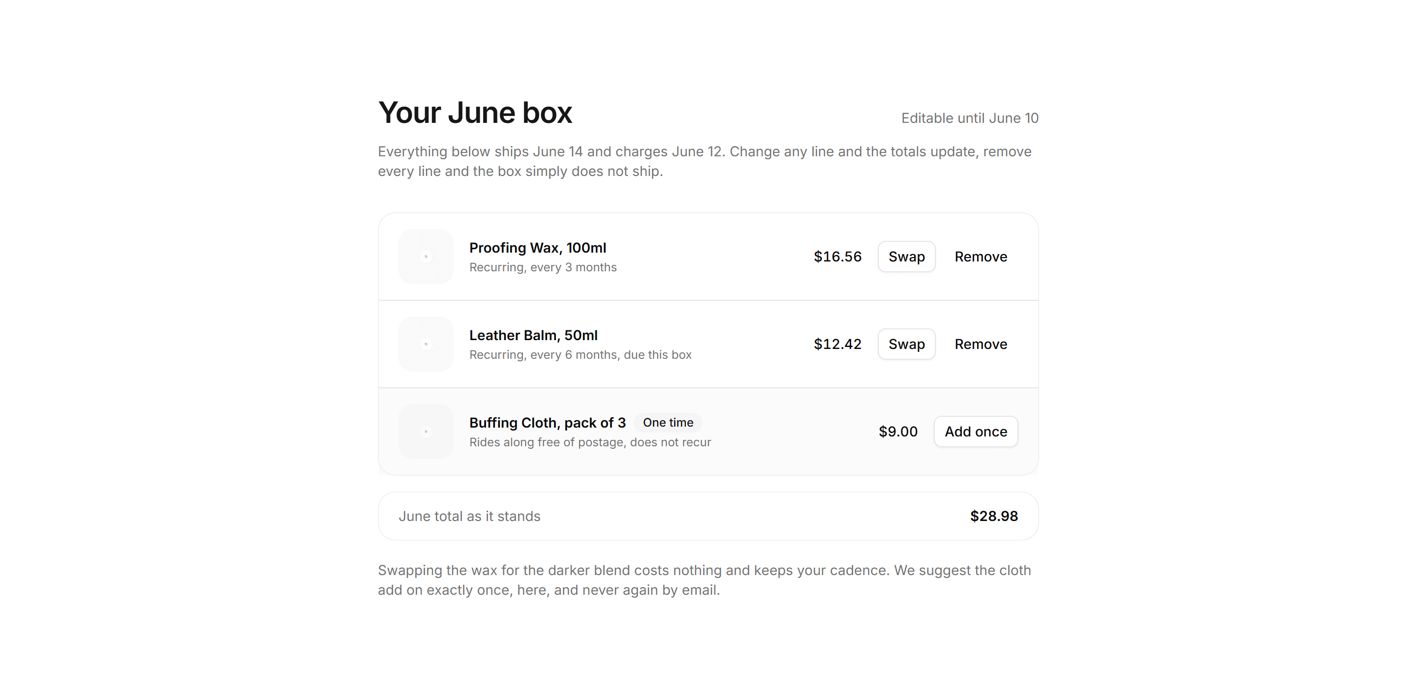 Ecommerce Subscription: Next Box Editor