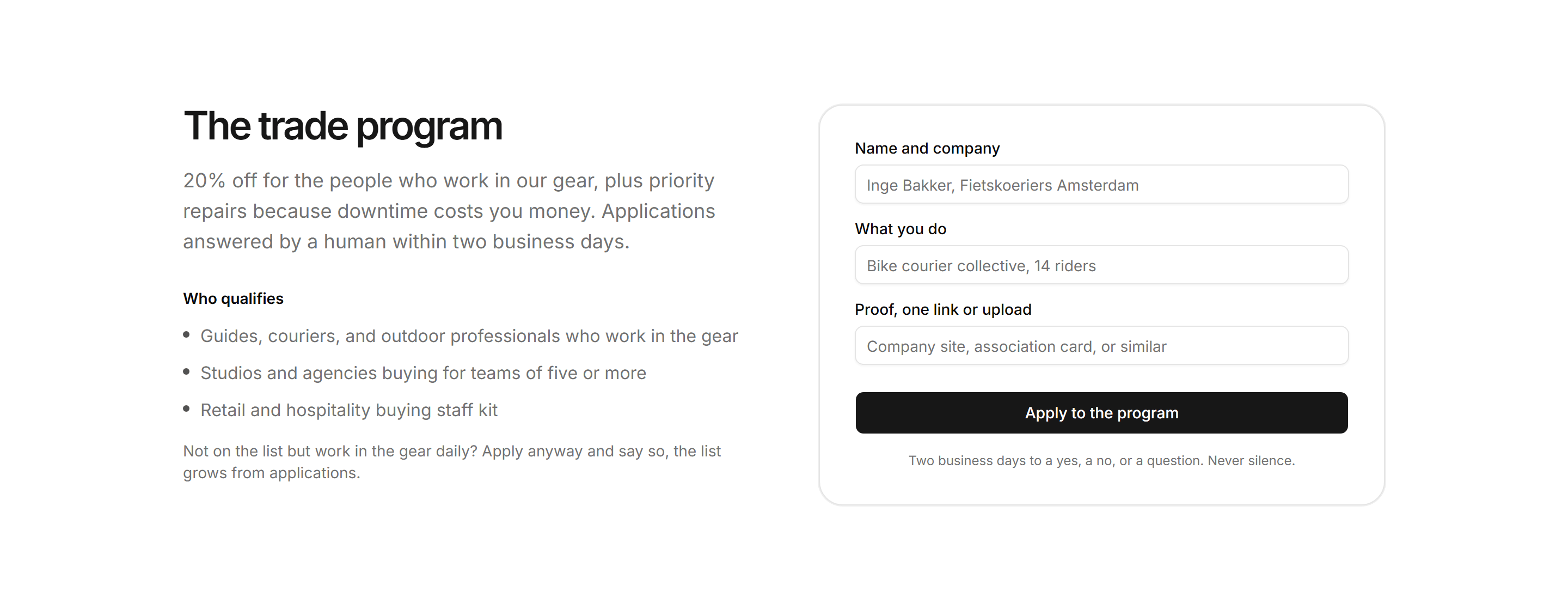Ecommerce Trade and B2B: Trade Application Form
