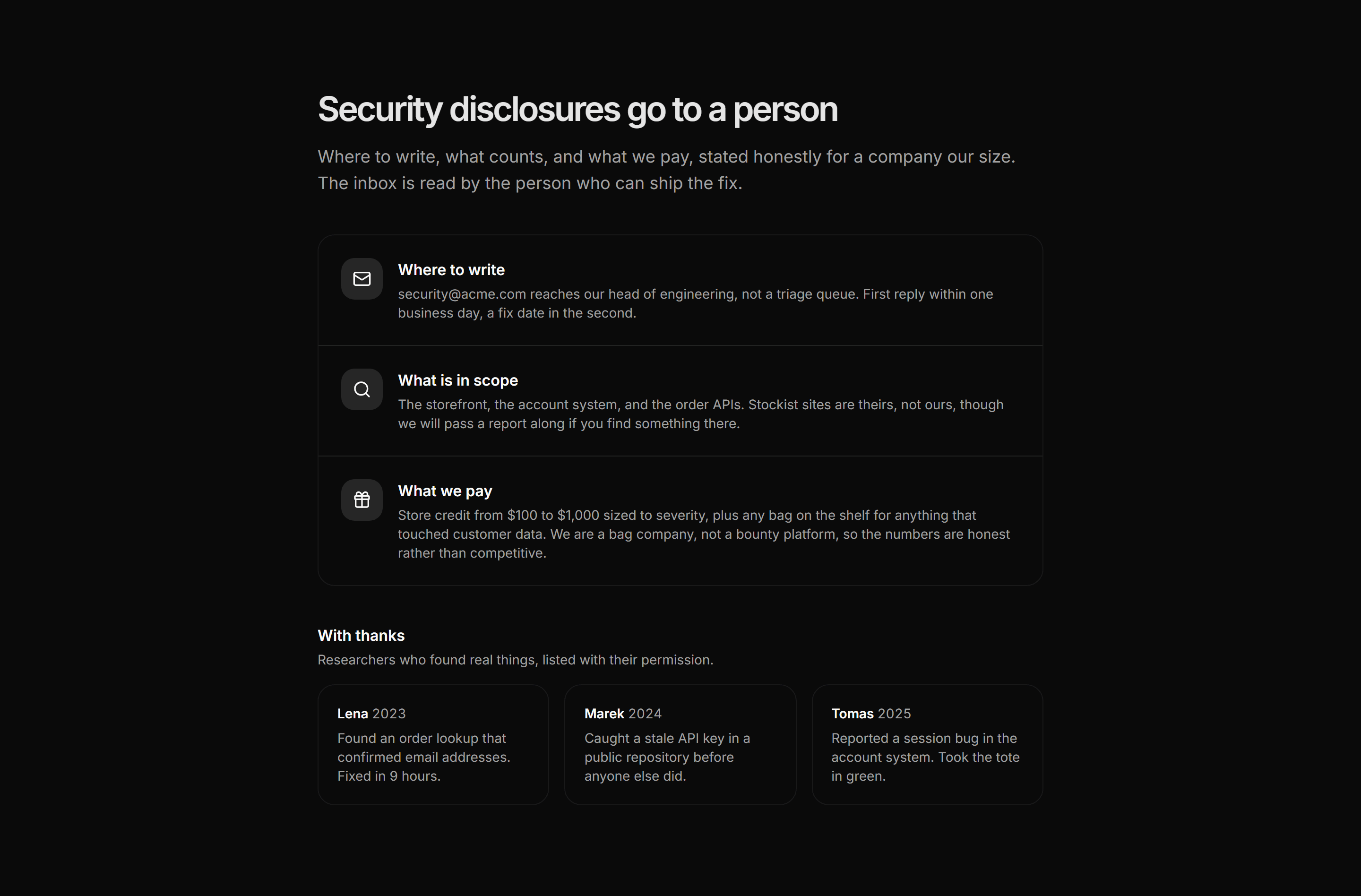 Ecommerce Trust and Privacy: Security Contact Card