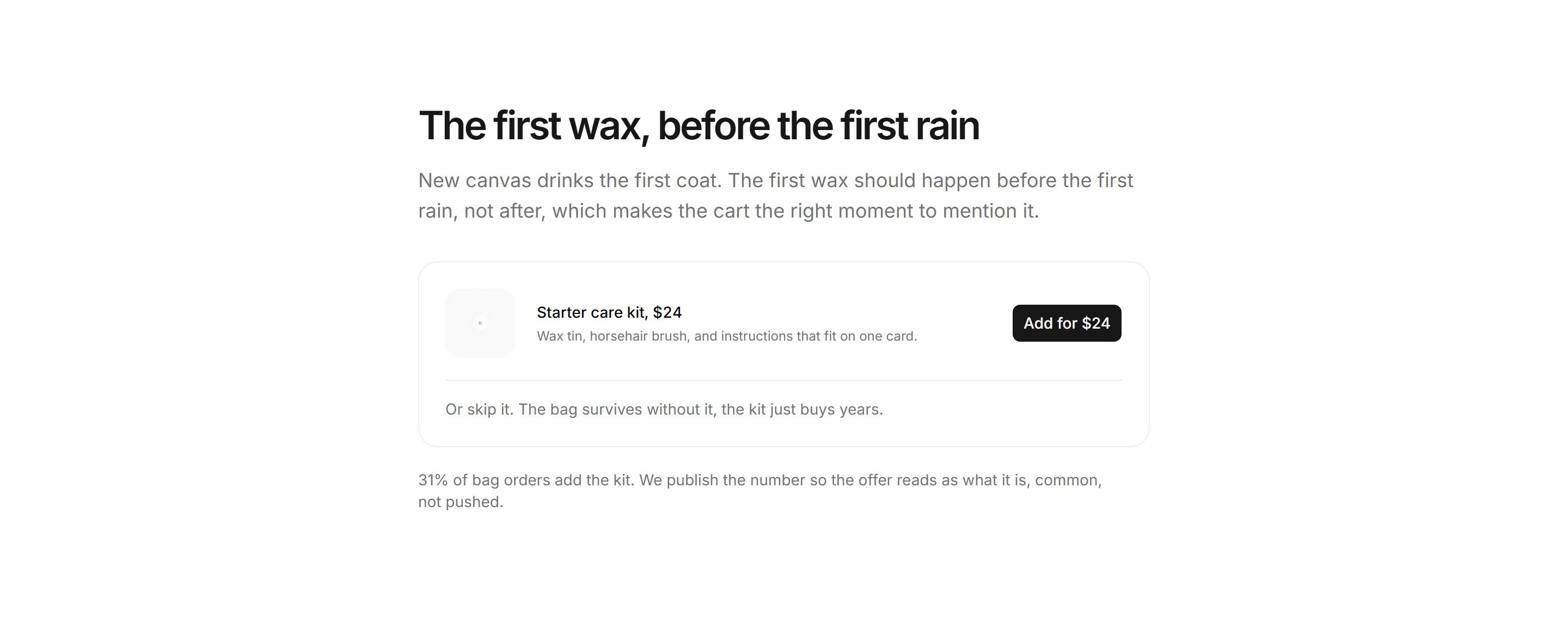 Ecommerce Upsell: Care Kit Attach Row