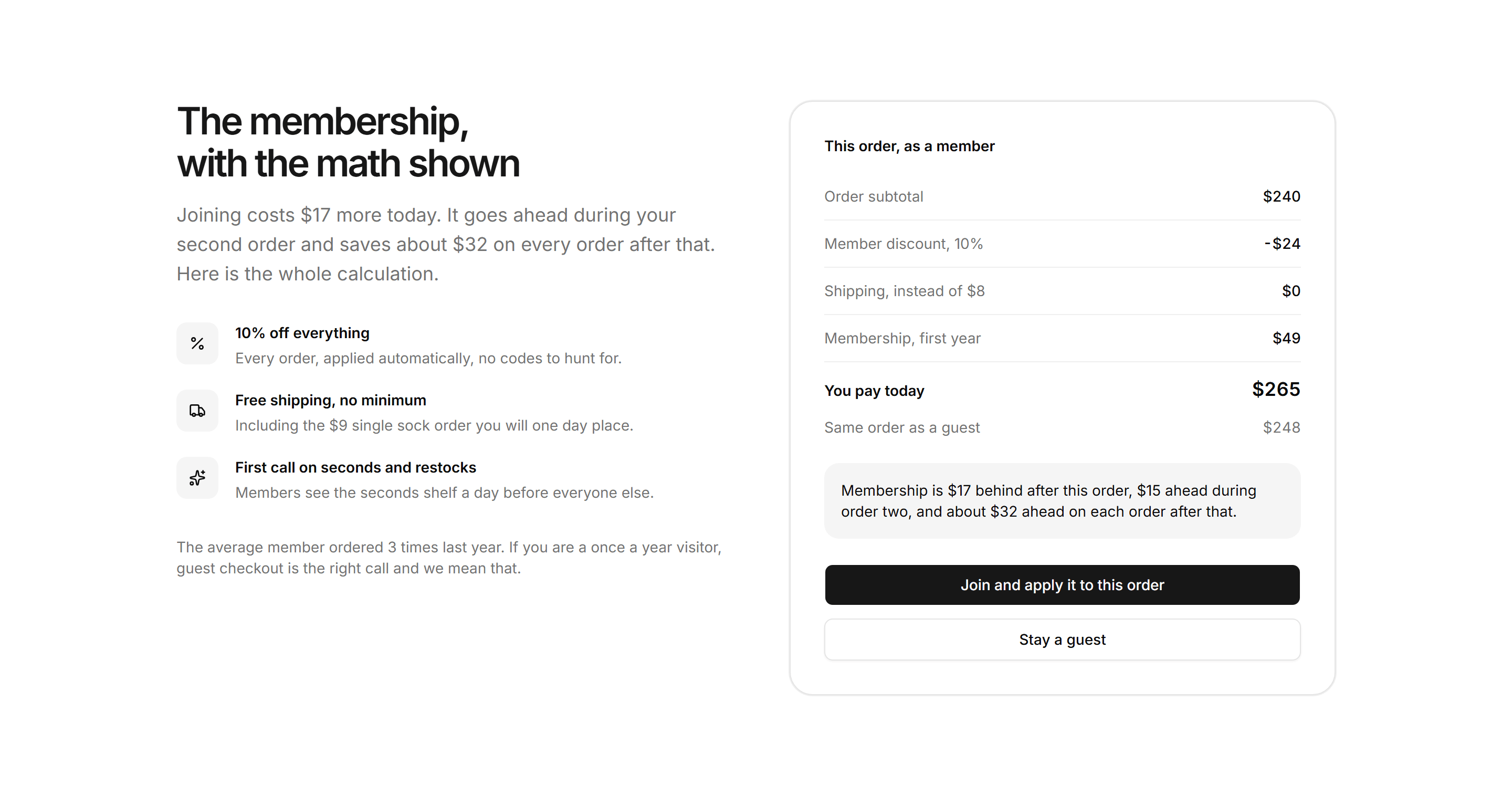 Ecommerce Upsell: Membership Upsell Math