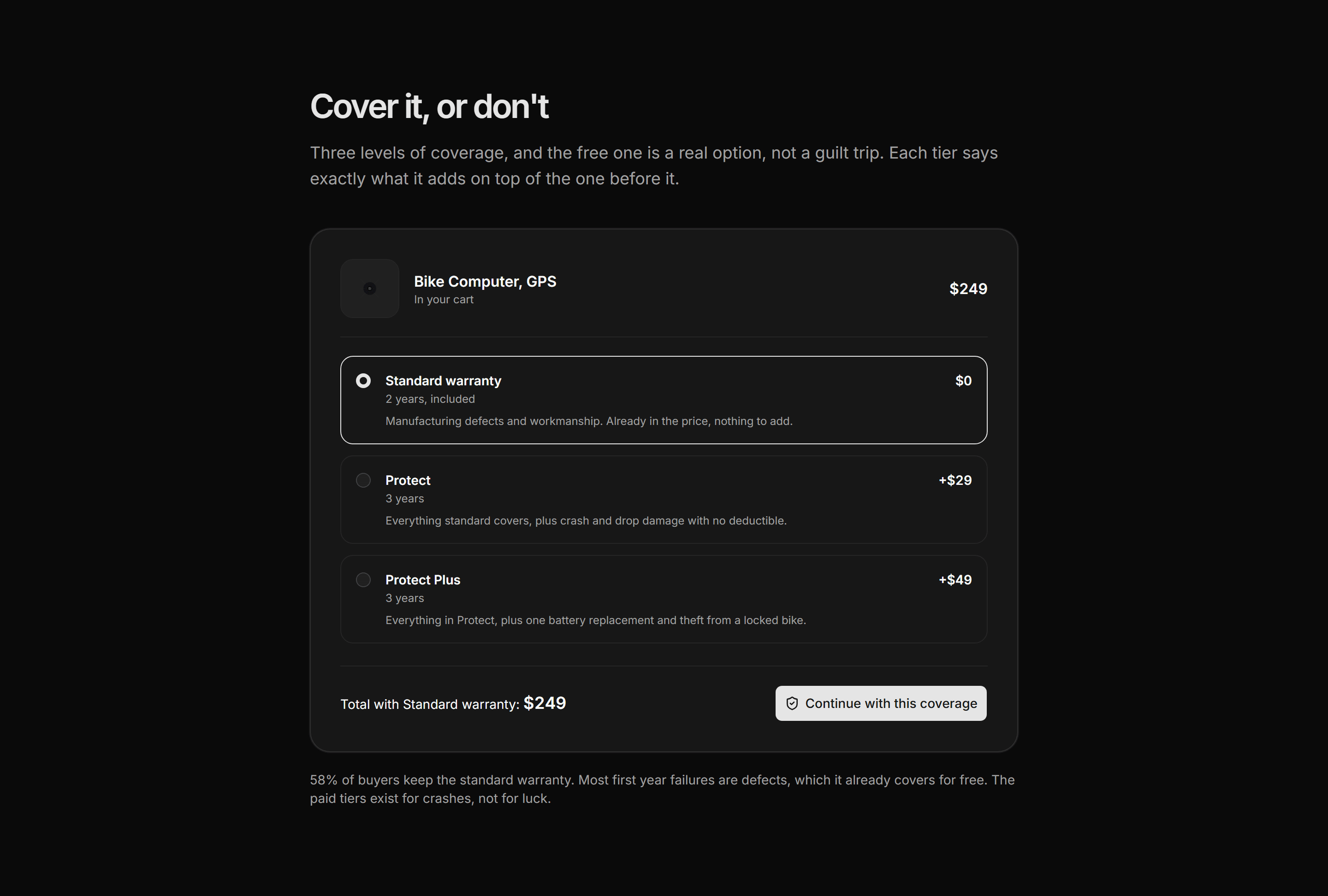 Ecommerce Upsell: Protection Plan Picker