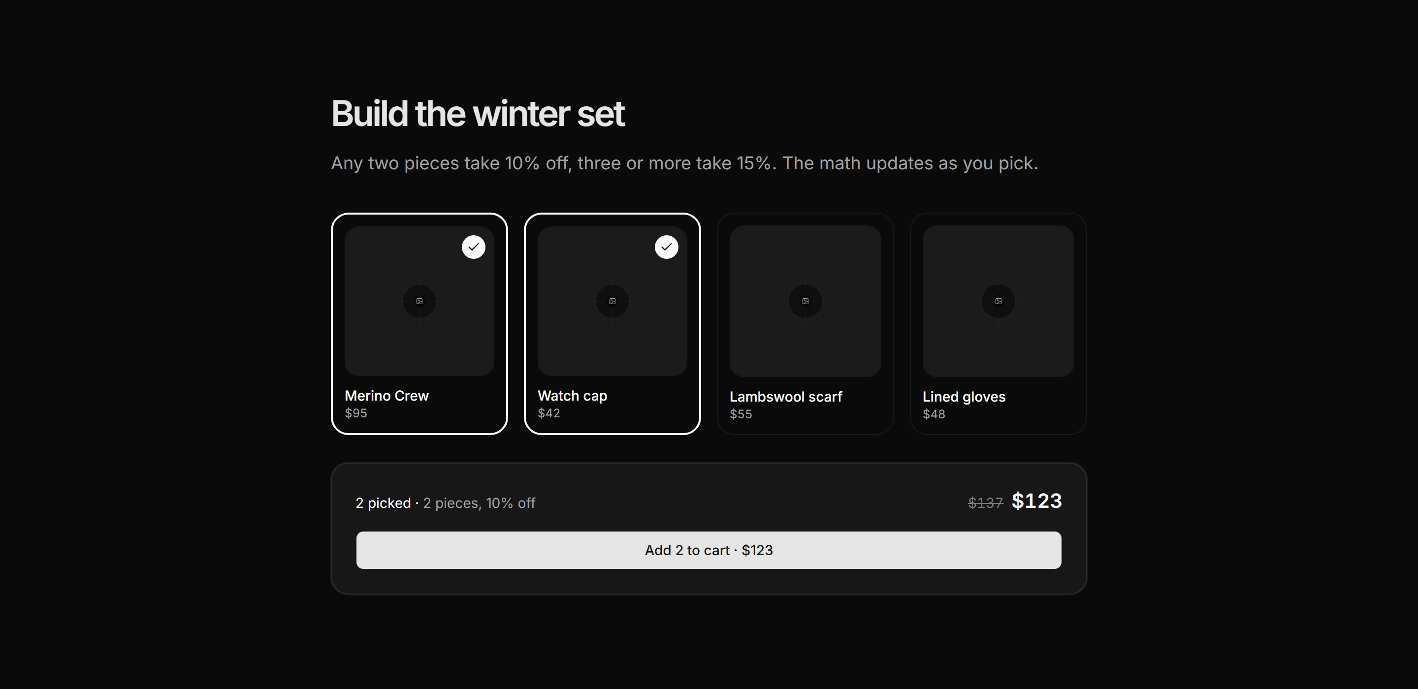 Ecommerce Upsell: Tiered Bundle Builder