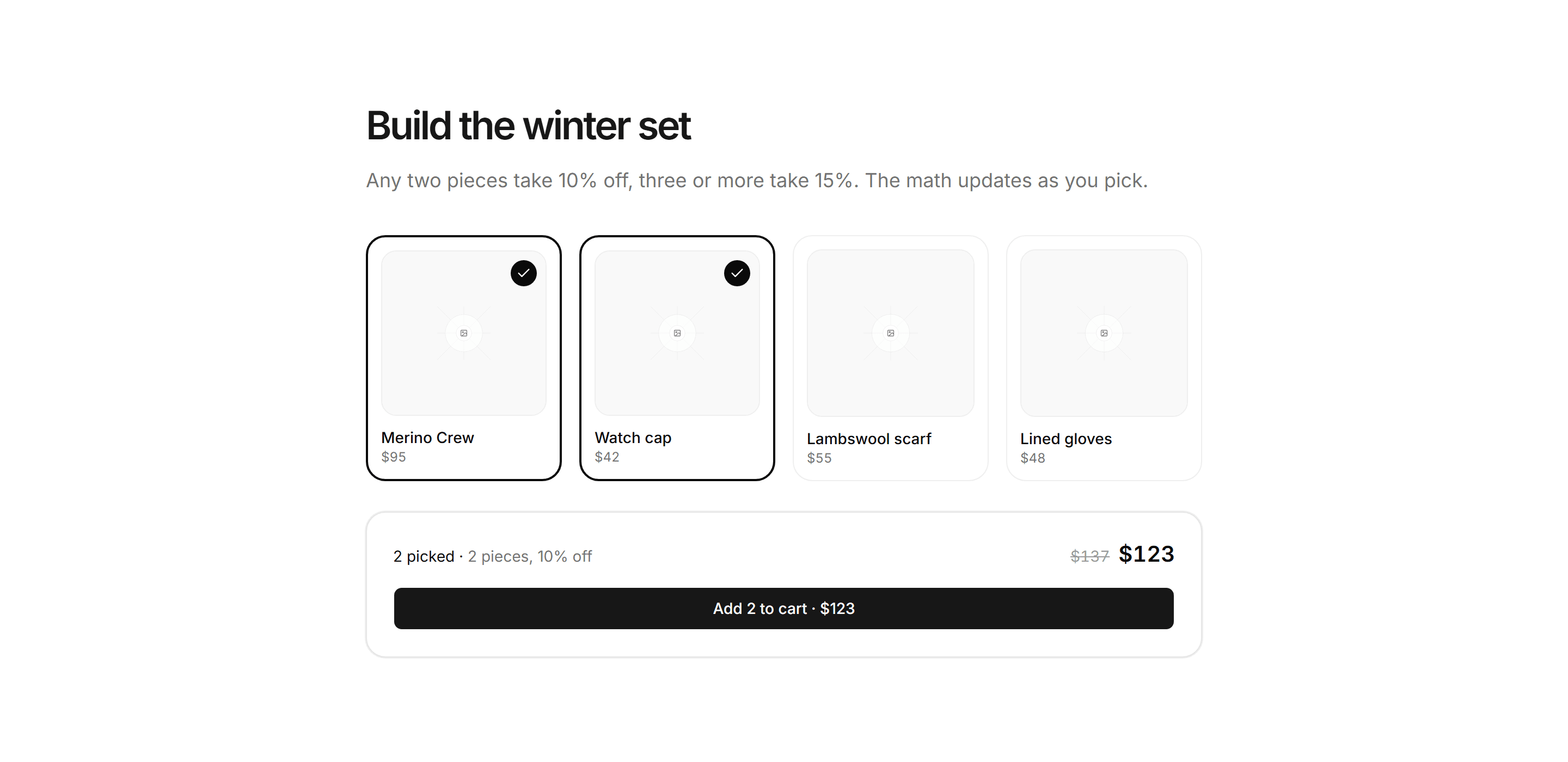 Ecommerce Upsell: Tiered Bundle Builder