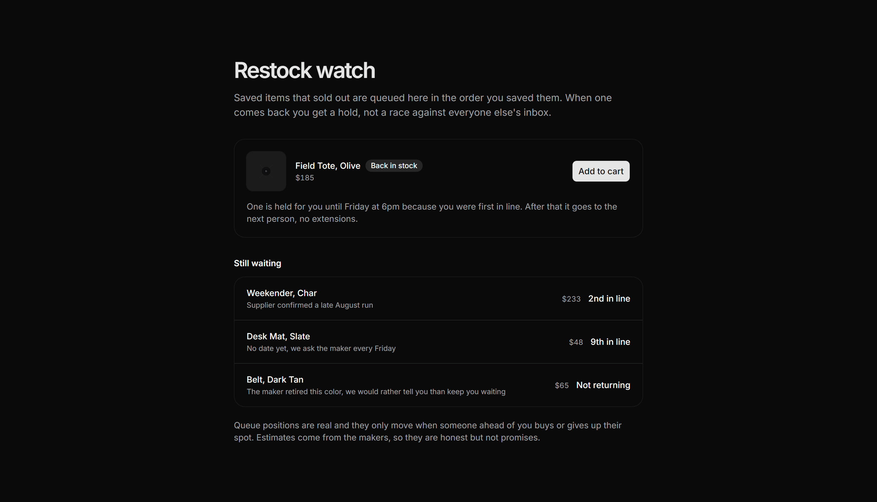 Ecommerce Wishlist: Restock Watch List