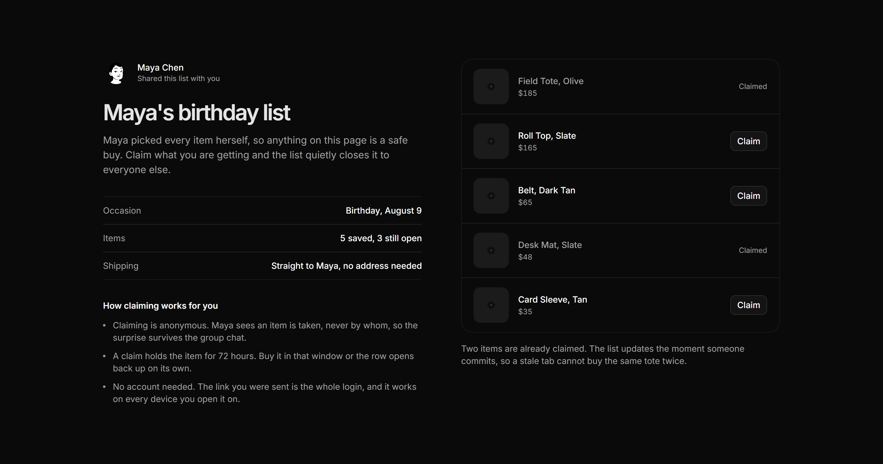 Ecommerce Wishlist: Shared List Guest View