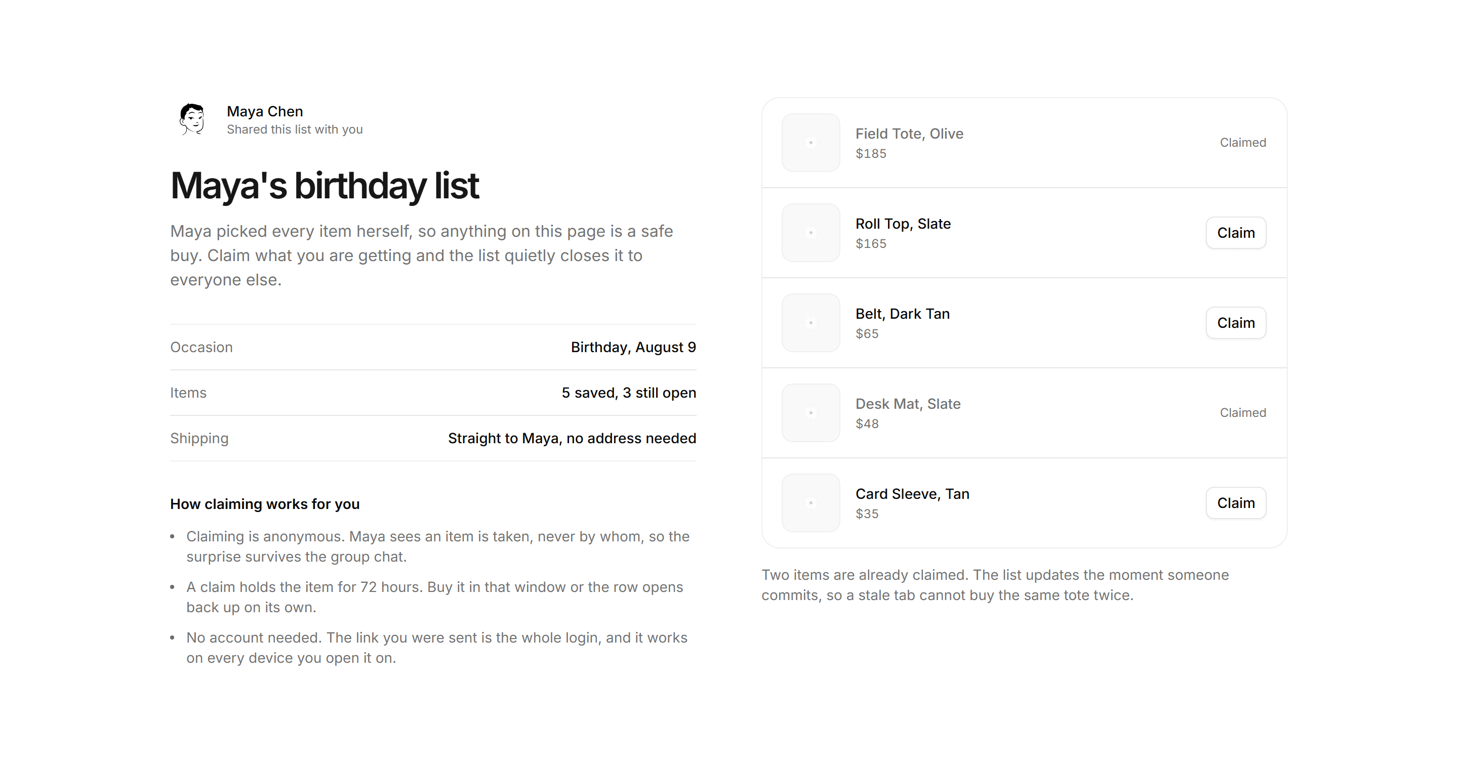 Ecommerce Wishlist: Shared List Guest View