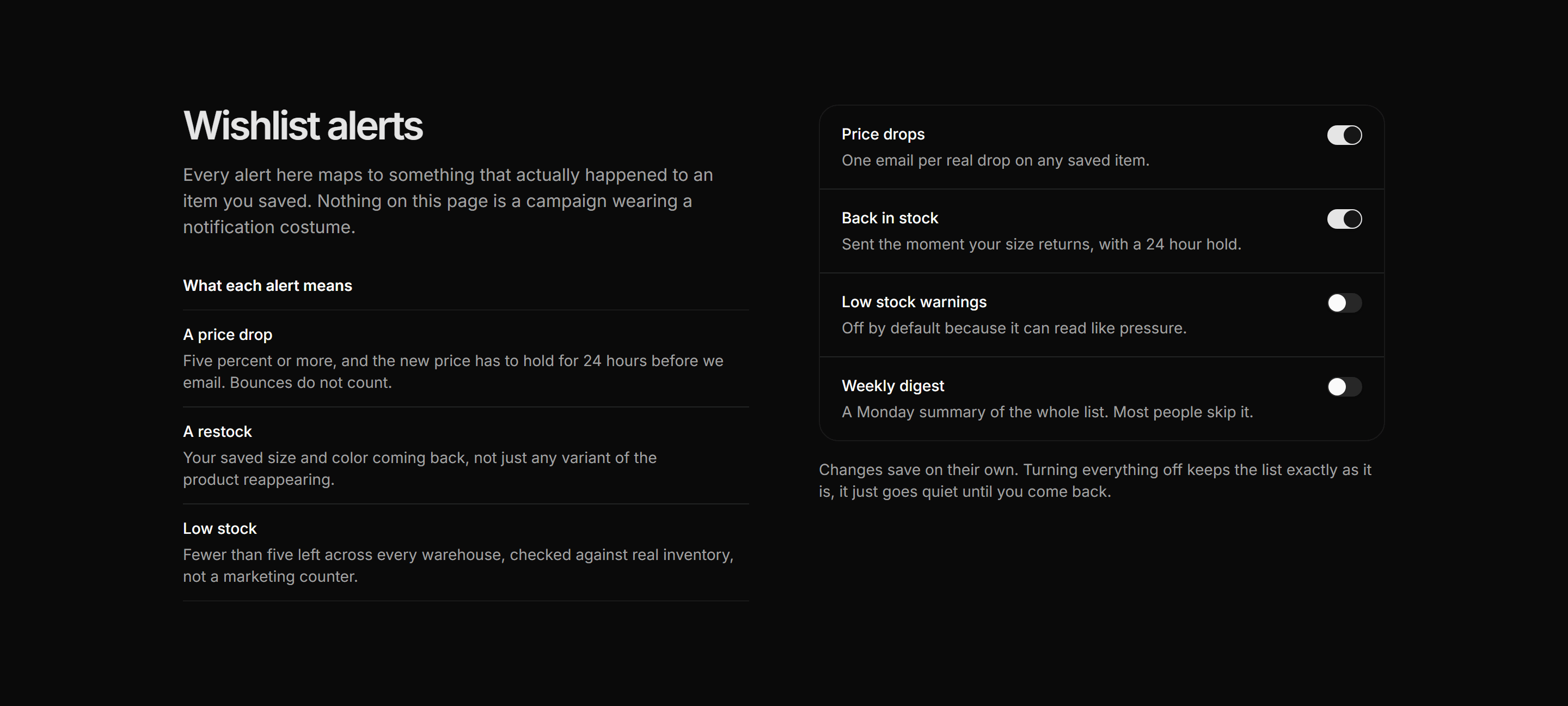 Ecommerce Wishlist: Wishlist Alert Settings