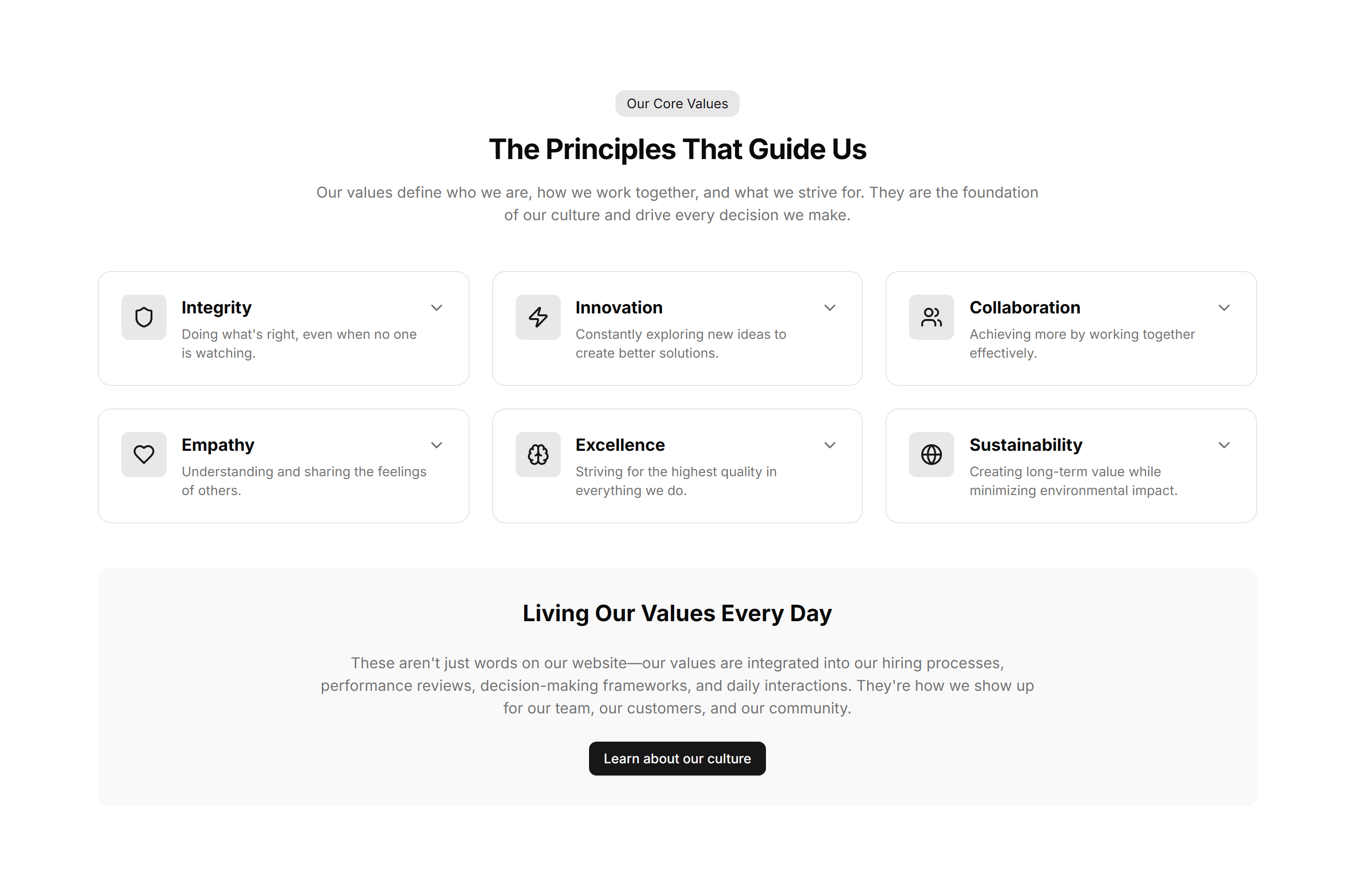 Marketing About Section: Brand Values