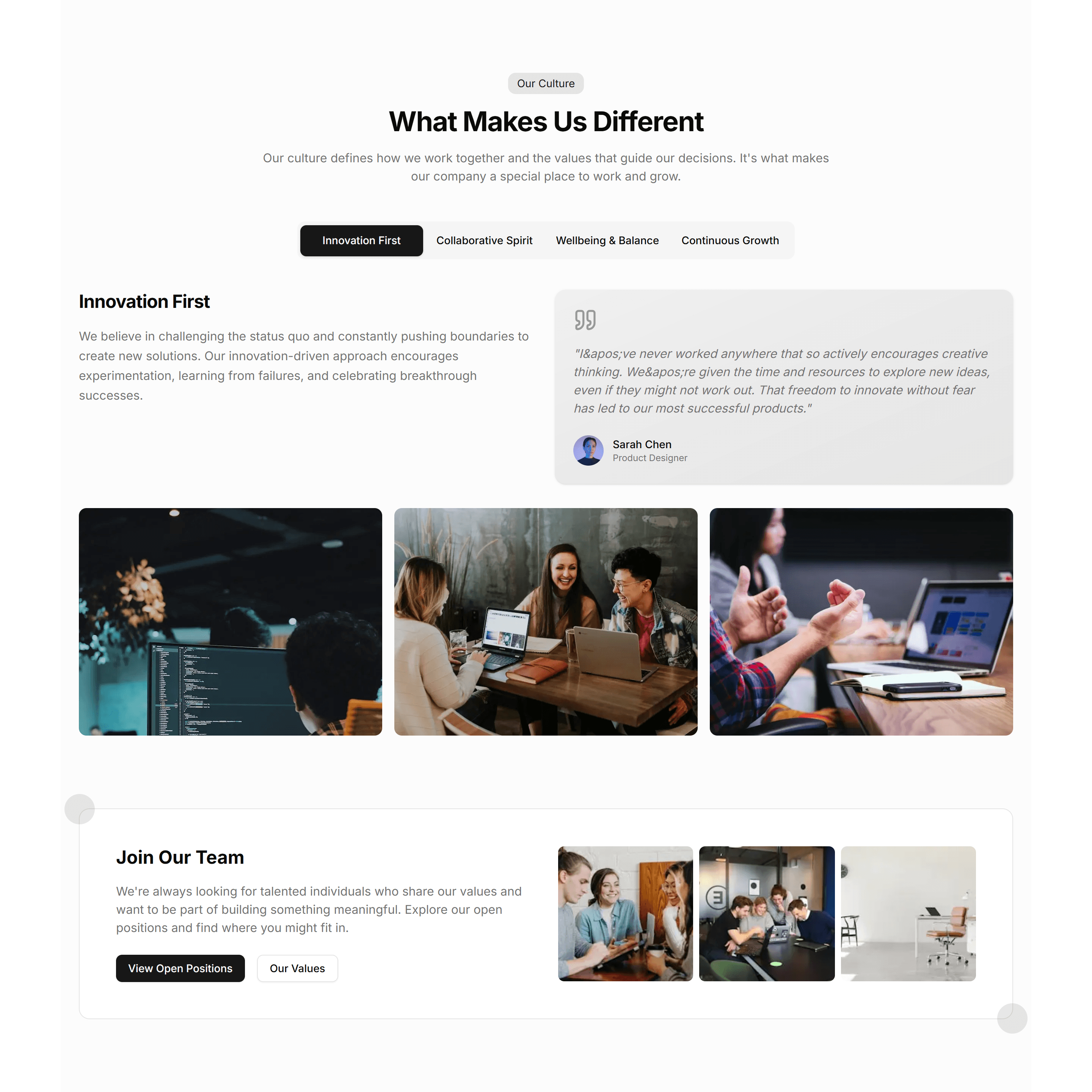 Marketing About Section: Company Culture