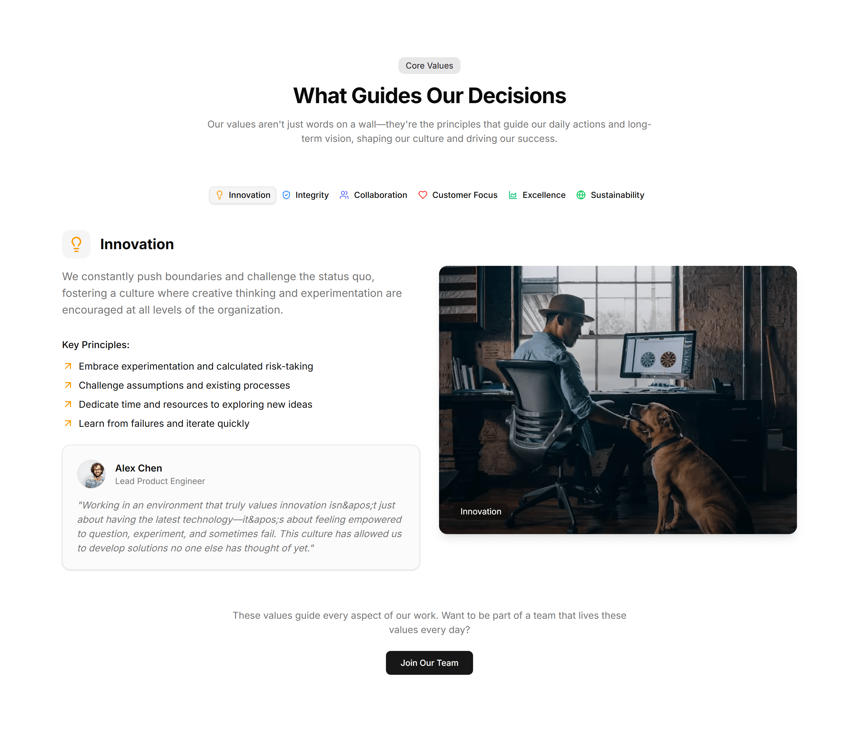 Marketing About Section: Company Values