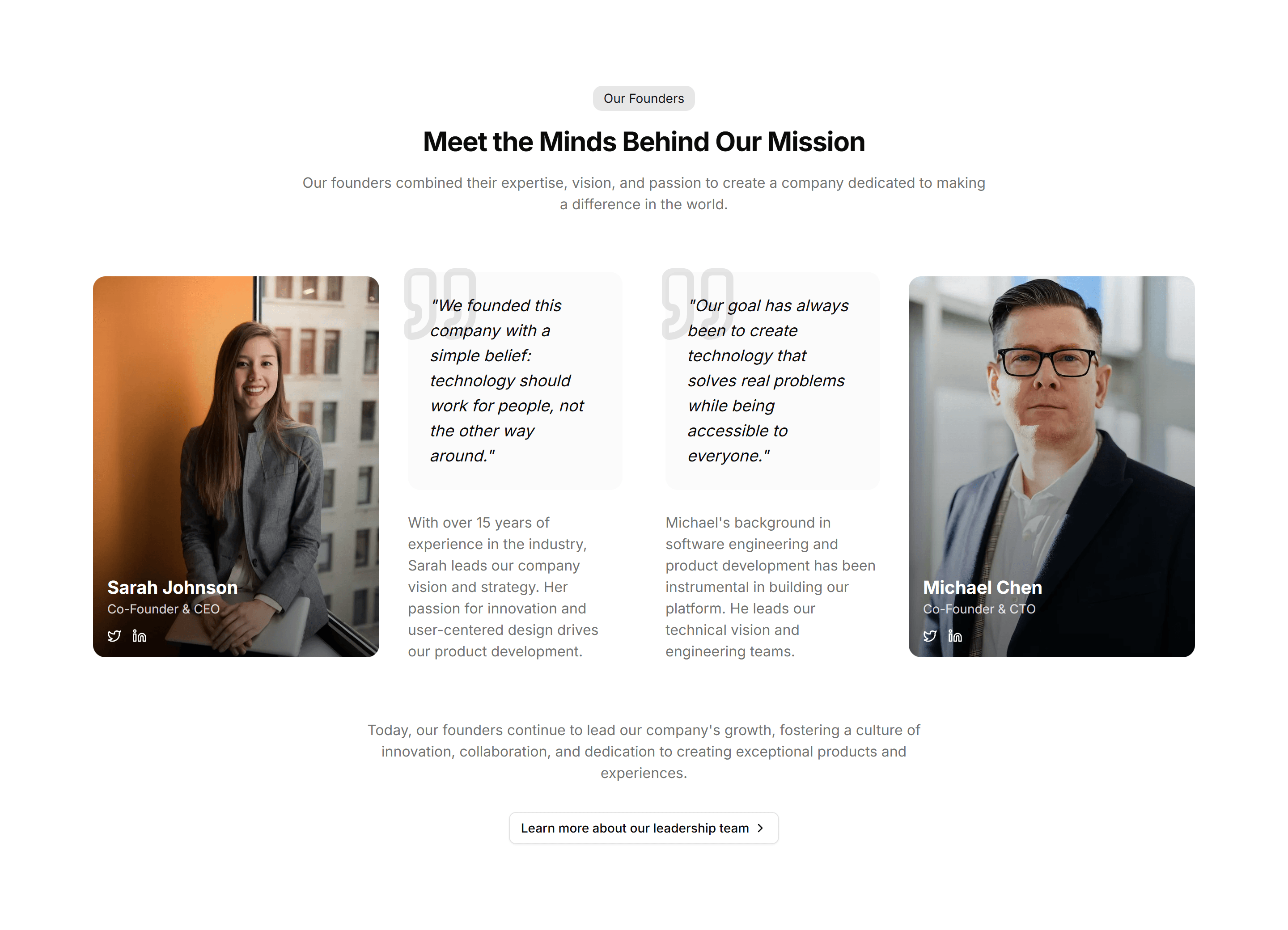 Marketing About Section: Founders