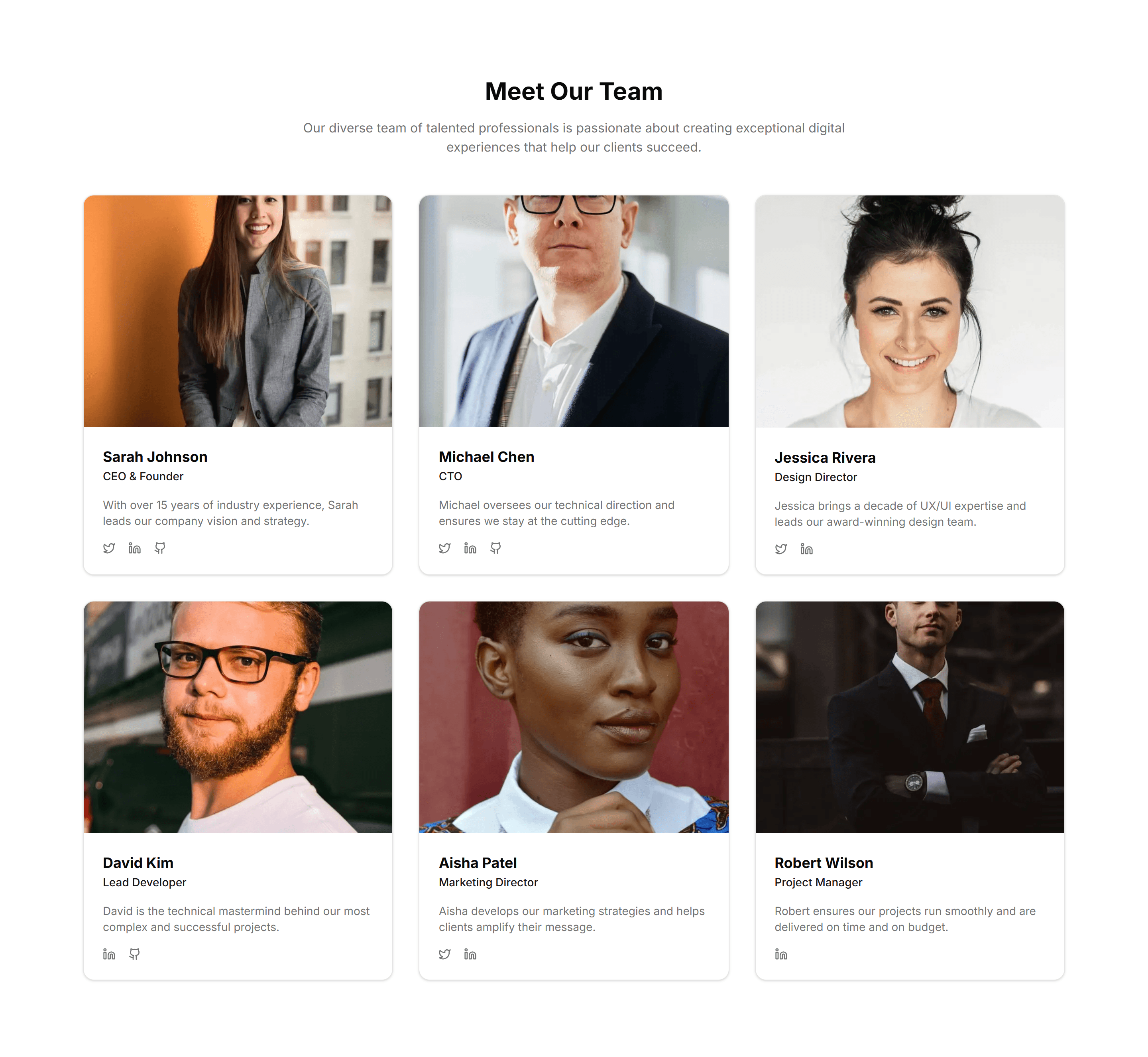 Marketing About Section: Team Grid