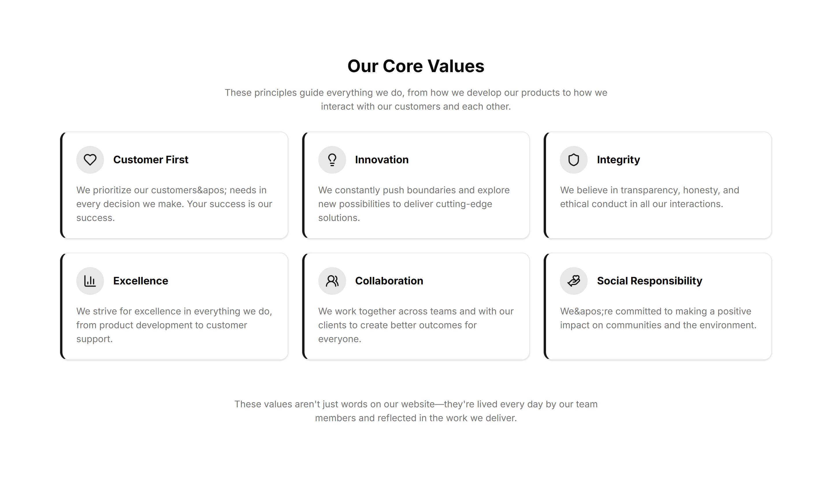 Marketing About Section: Values