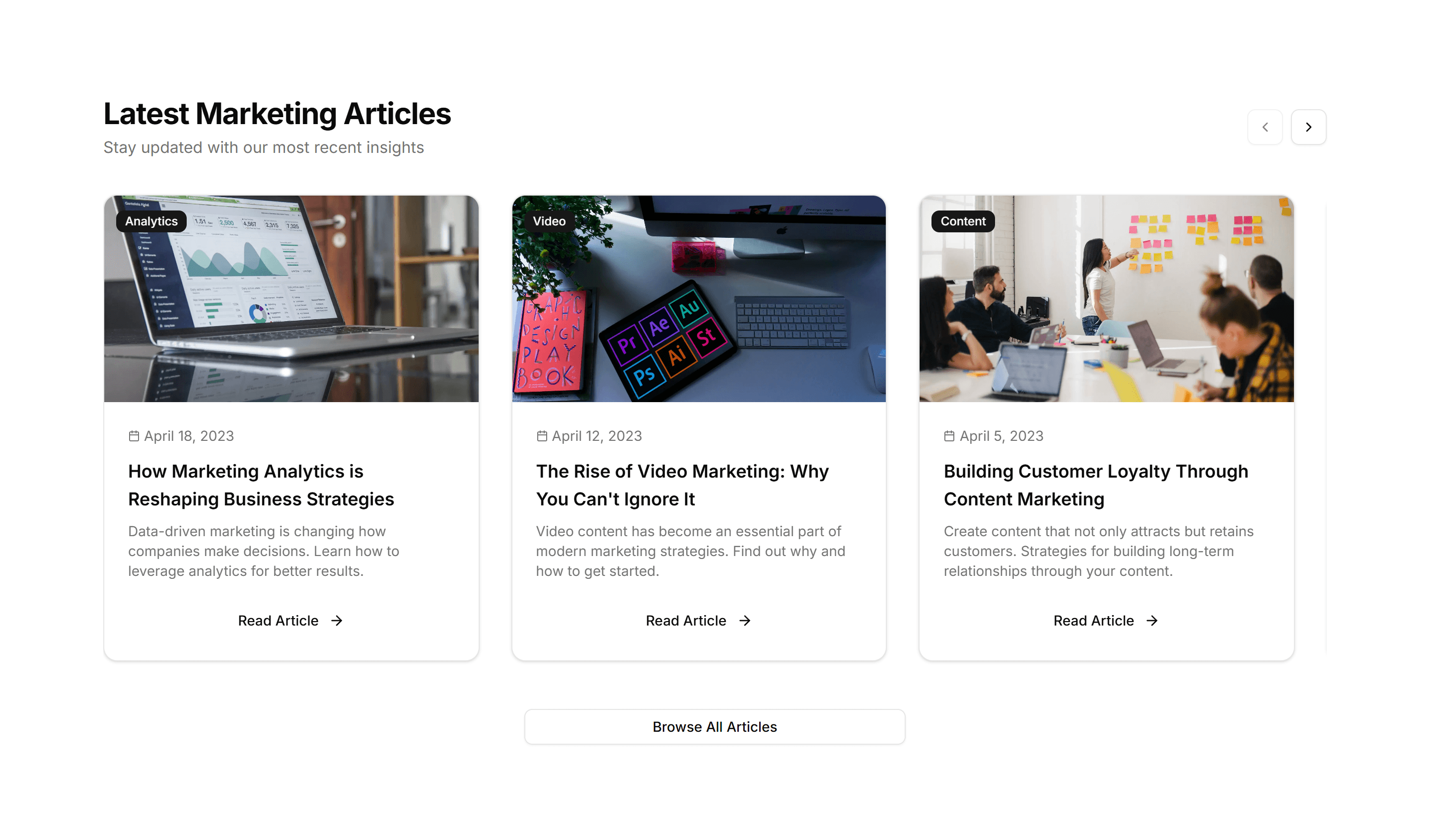 Marketing Blog Section: Carousel