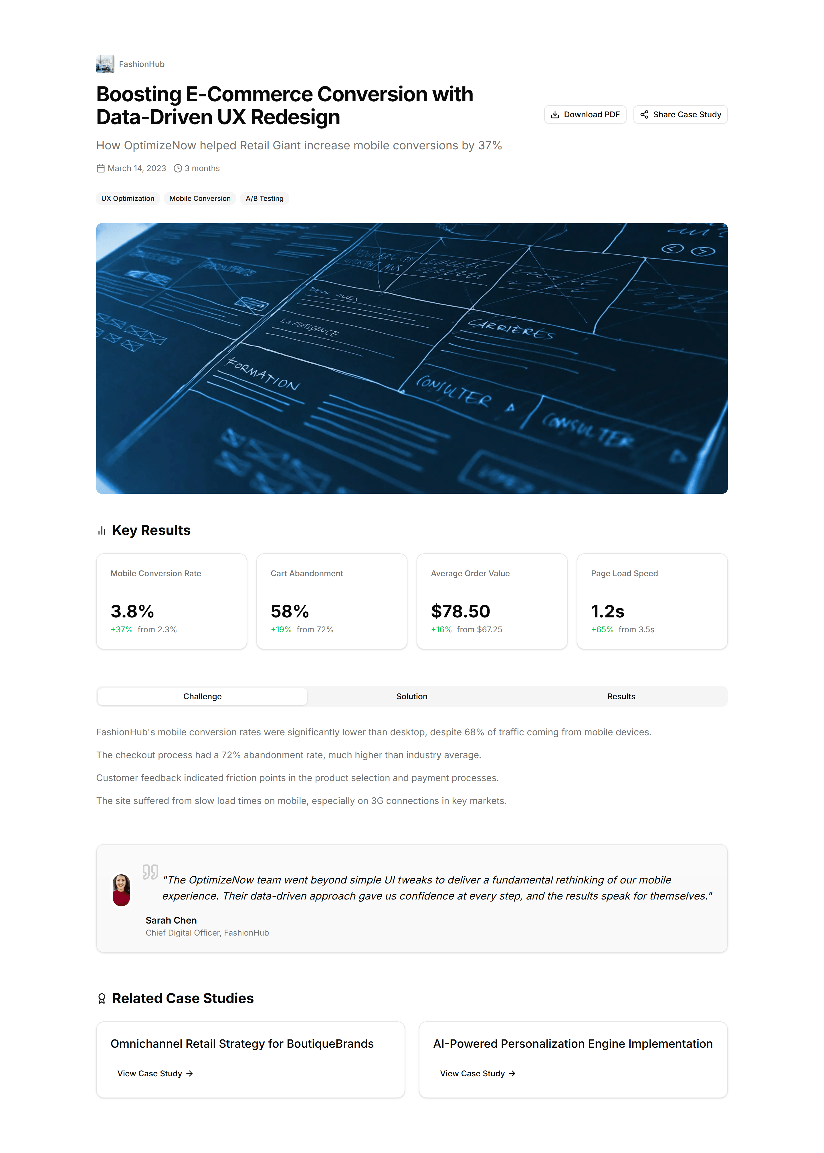 Marketing Blog Section: Case Study Showcase