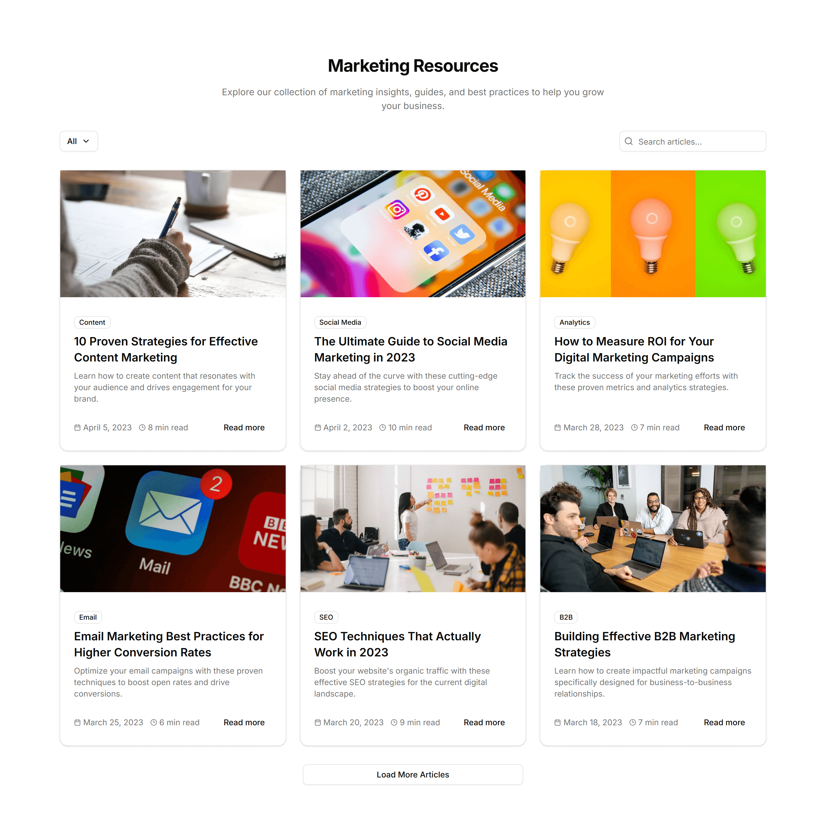 Marketing Blog Section: Category Filter