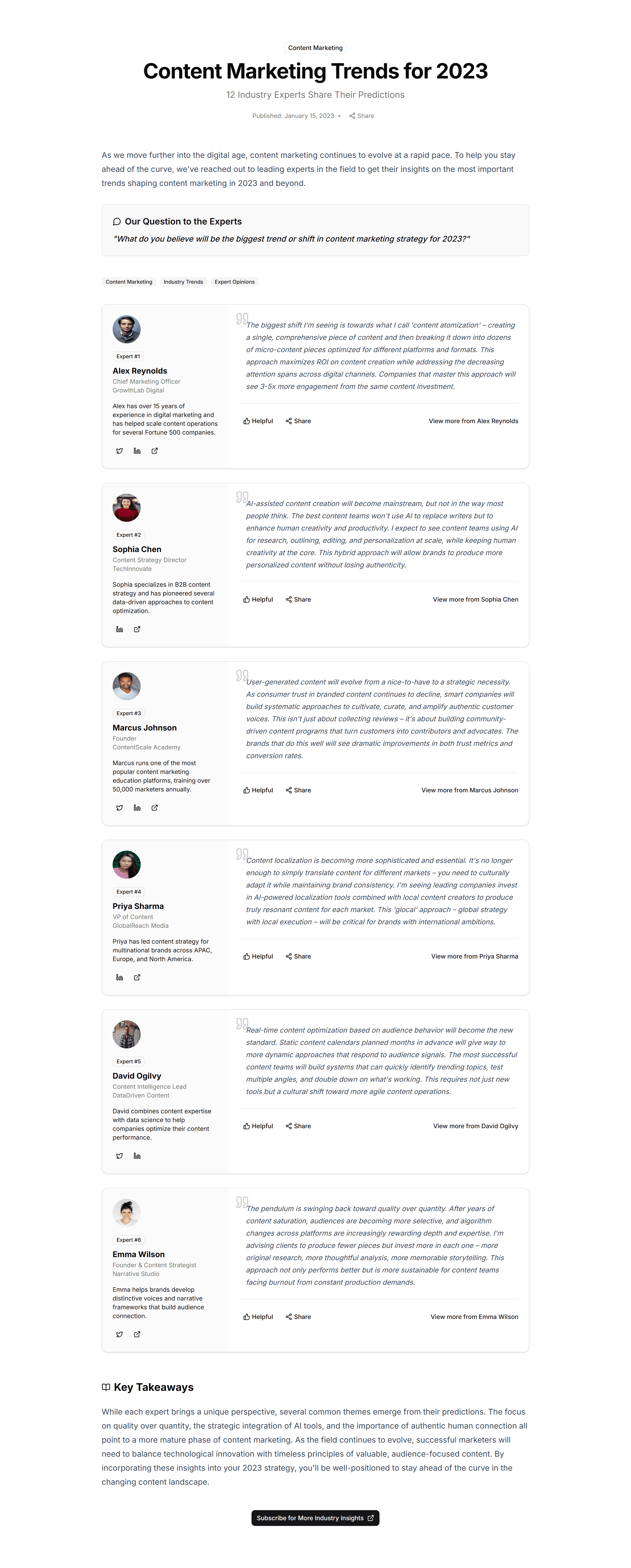 Marketing Blog Section: Expert Roundup