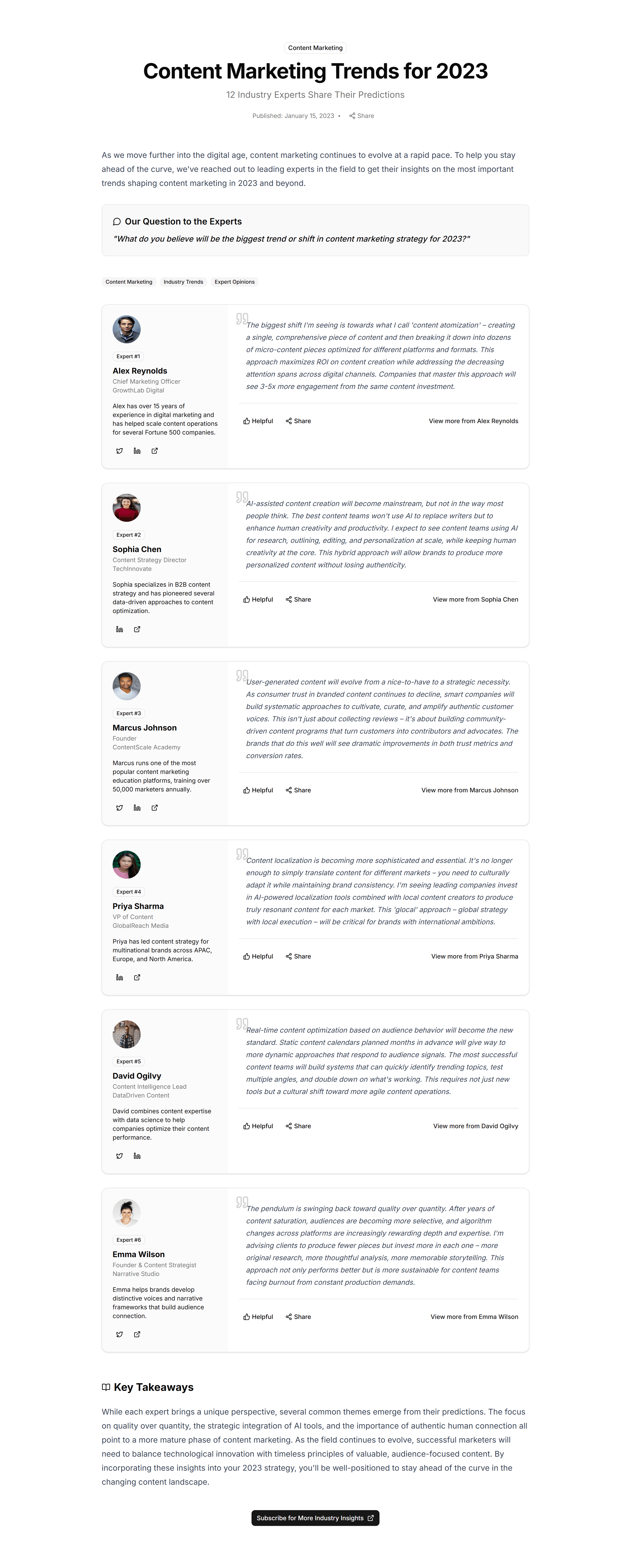Marketing Blog Section: Expert Roundup