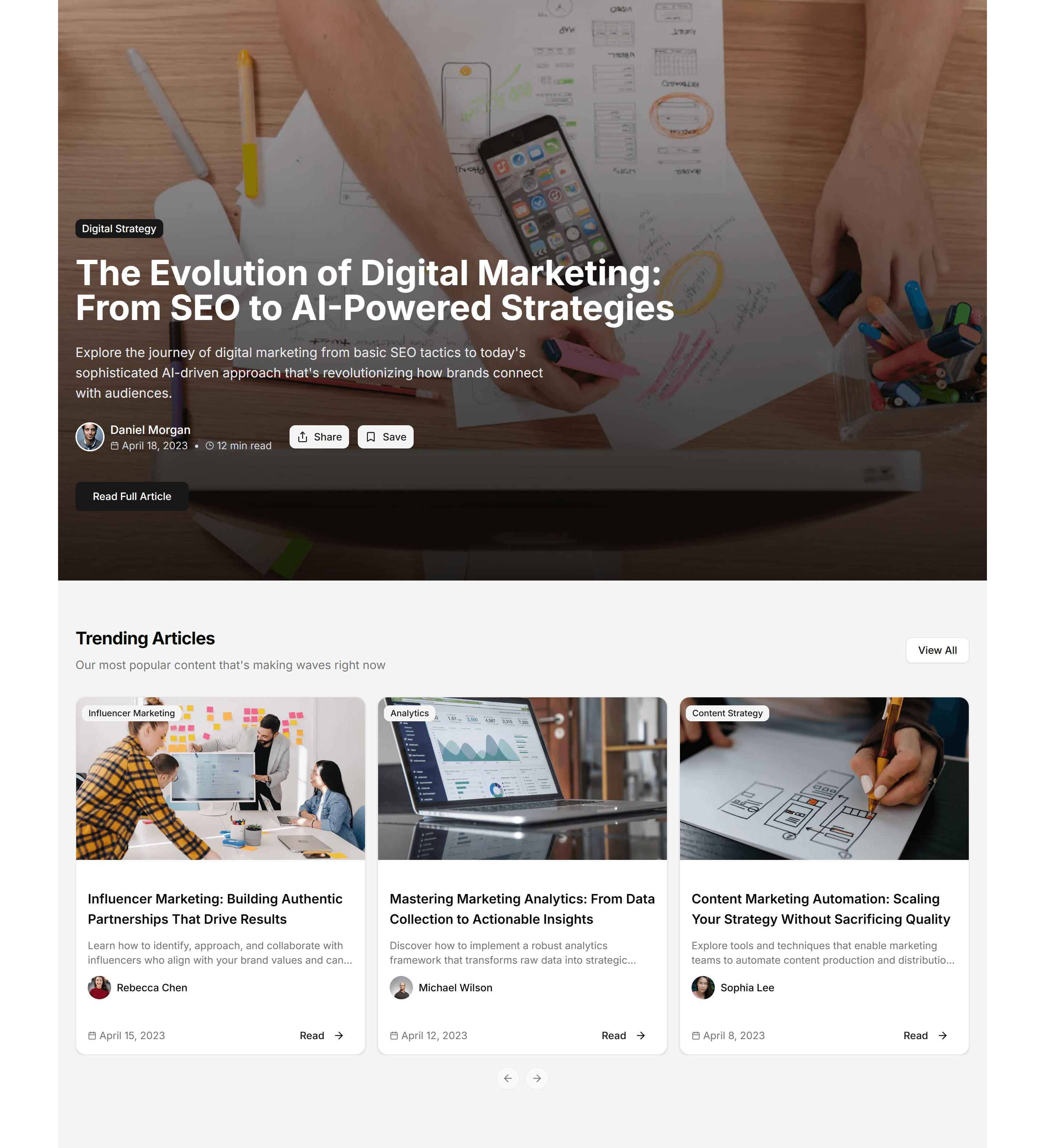 Marketing Blog Section: Hero Focus