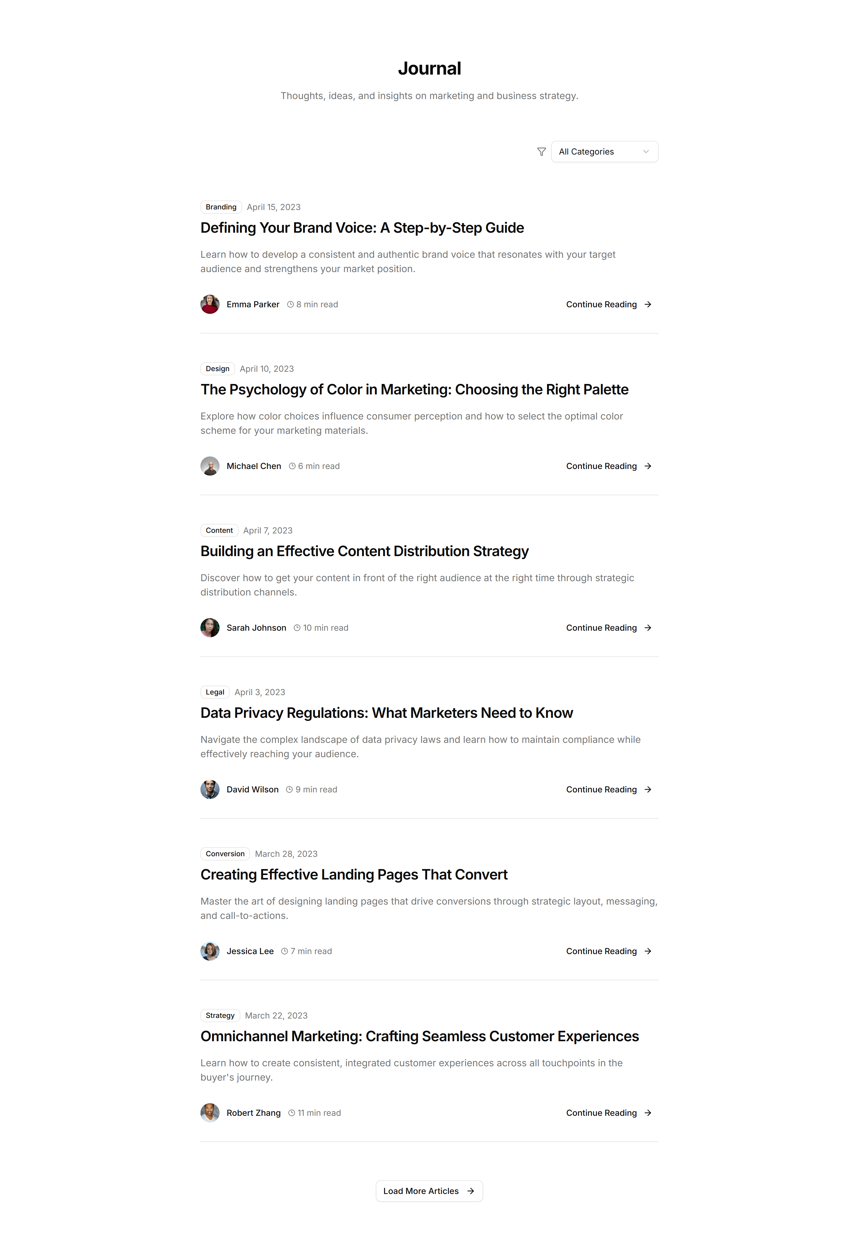 Marketing Blog Section: Minimal Blog