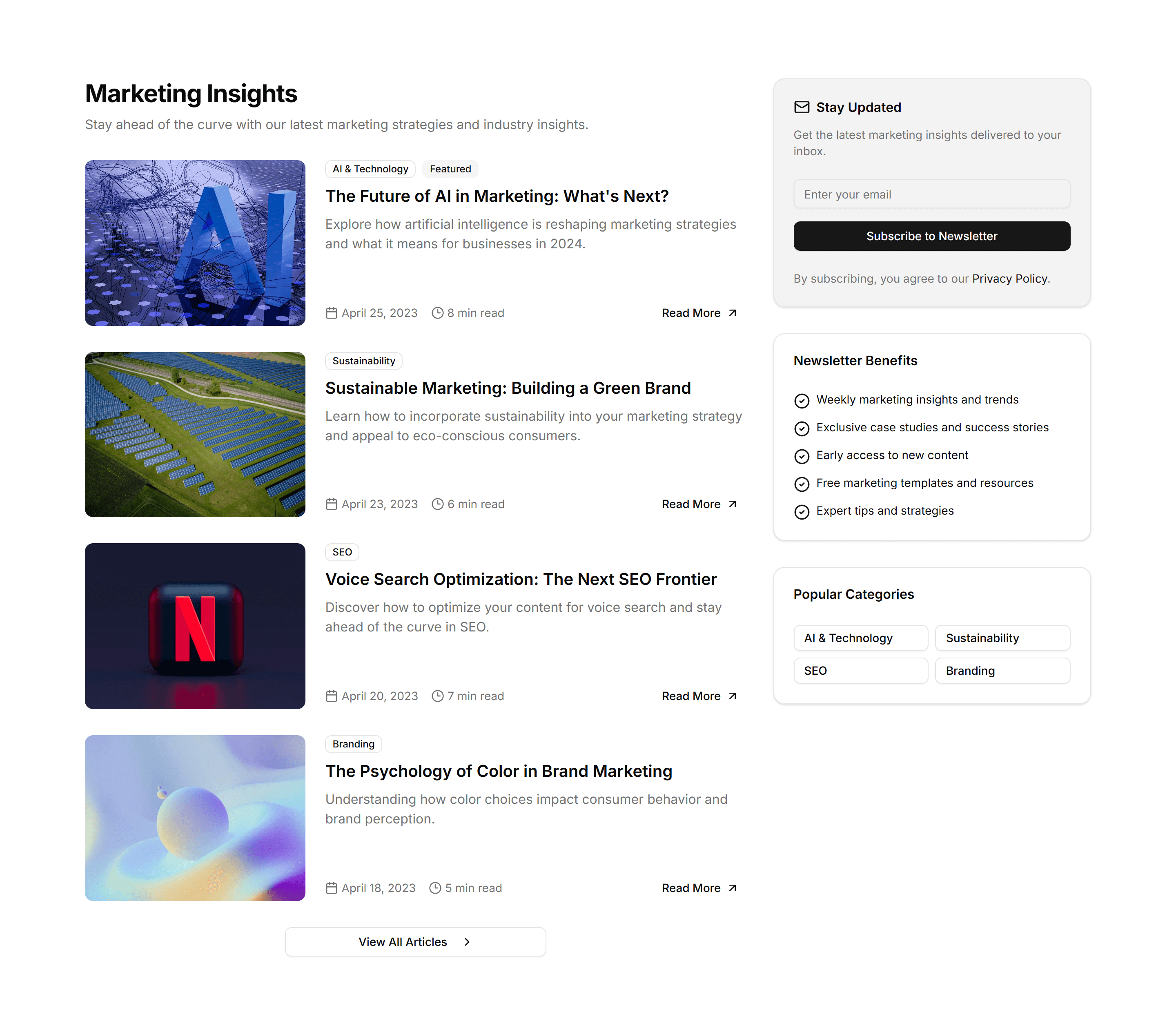 Marketing Blog Section: Newsletter Blog