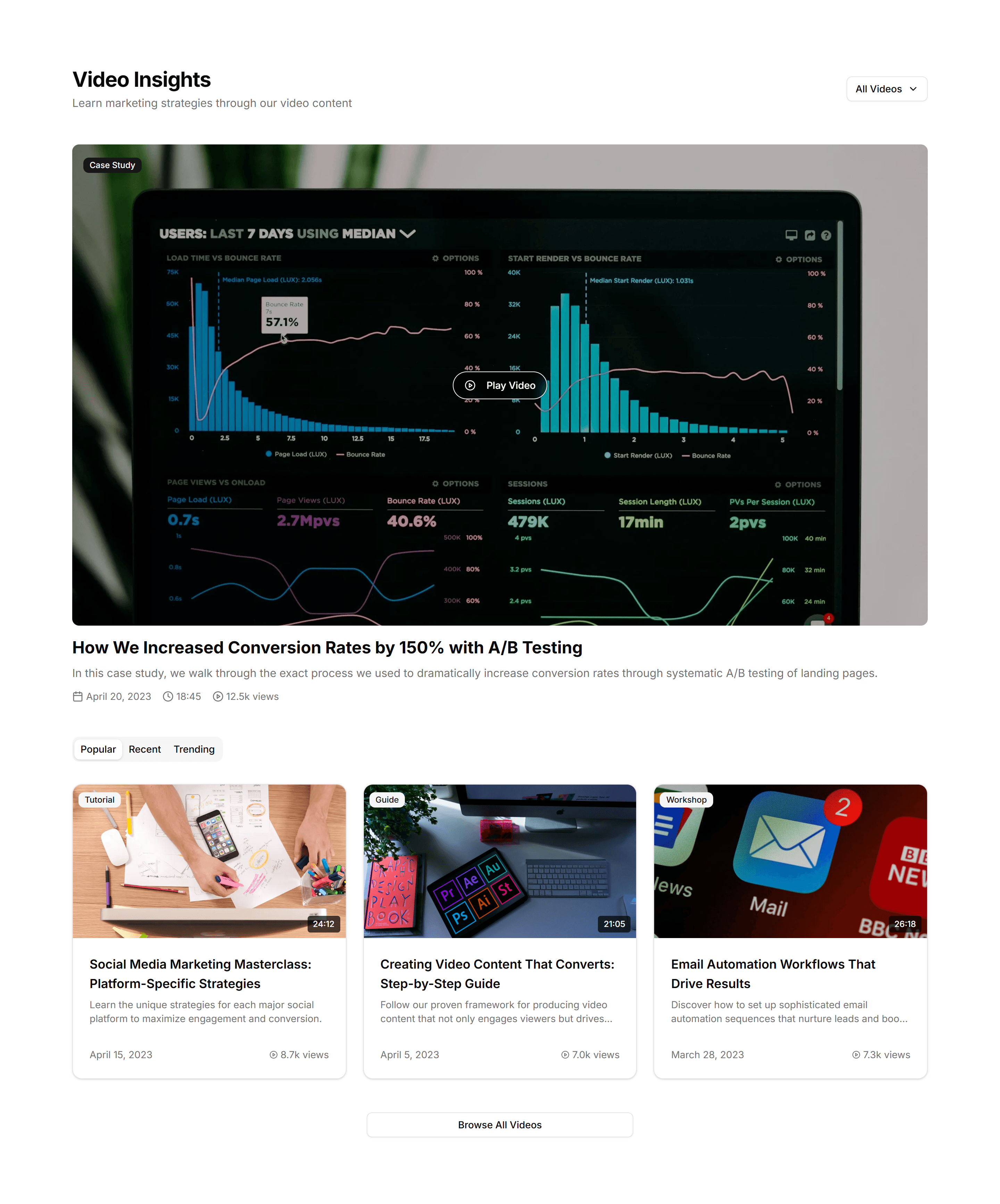 Marketing Blog Section: Video Blog