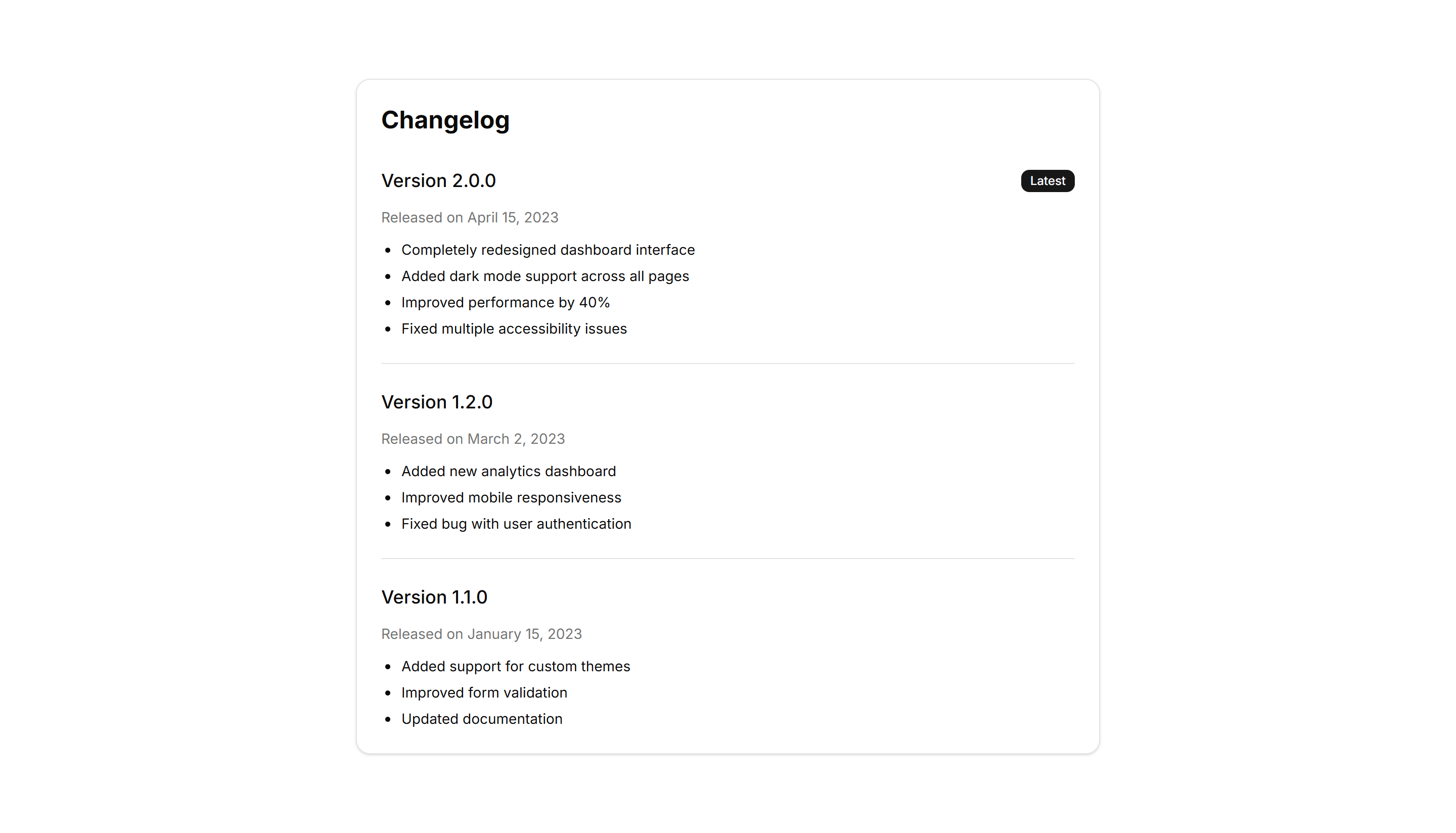 Marketing Changelog: Basic Changelog