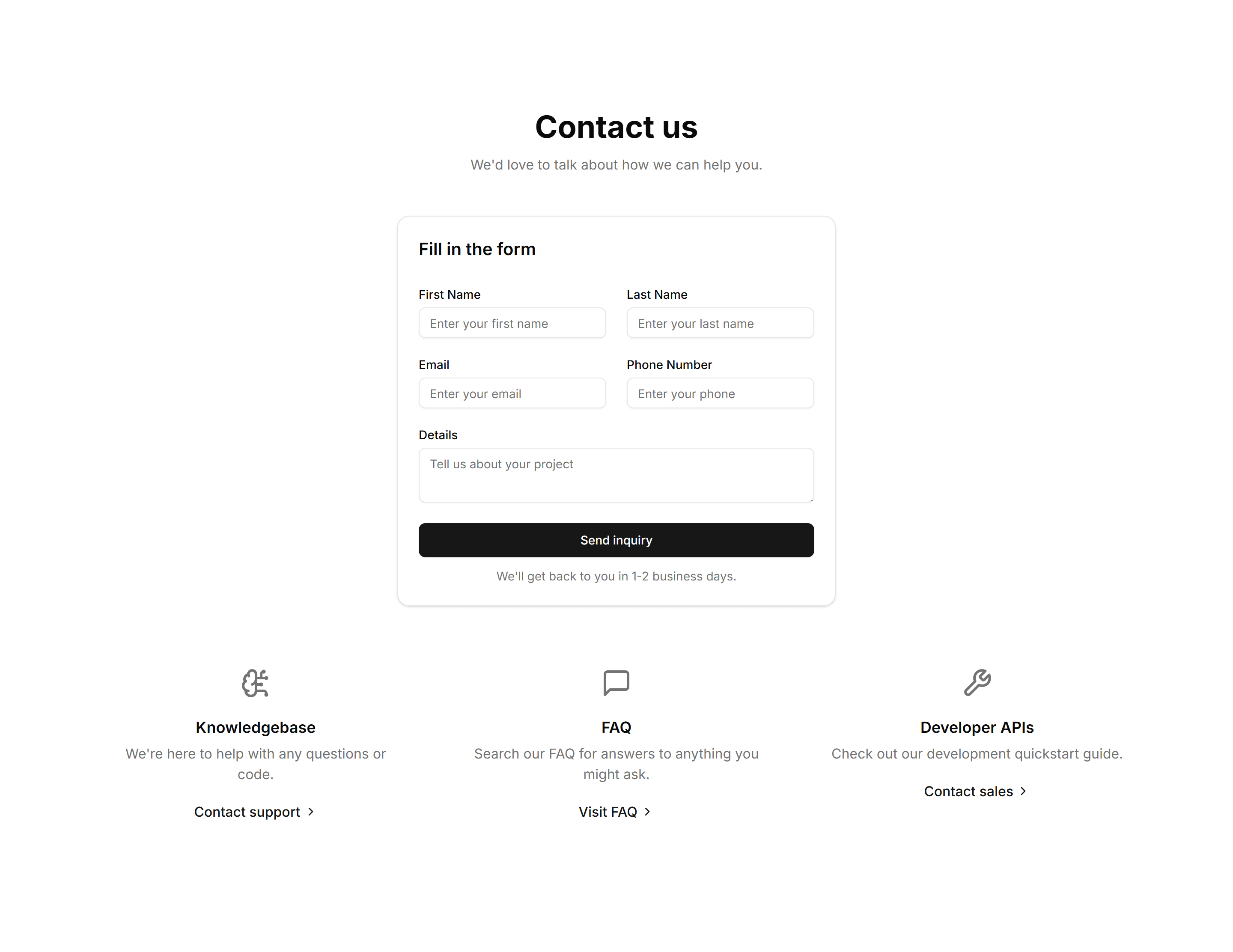 Marketing (Legacy) Contact Section: Center Aligned