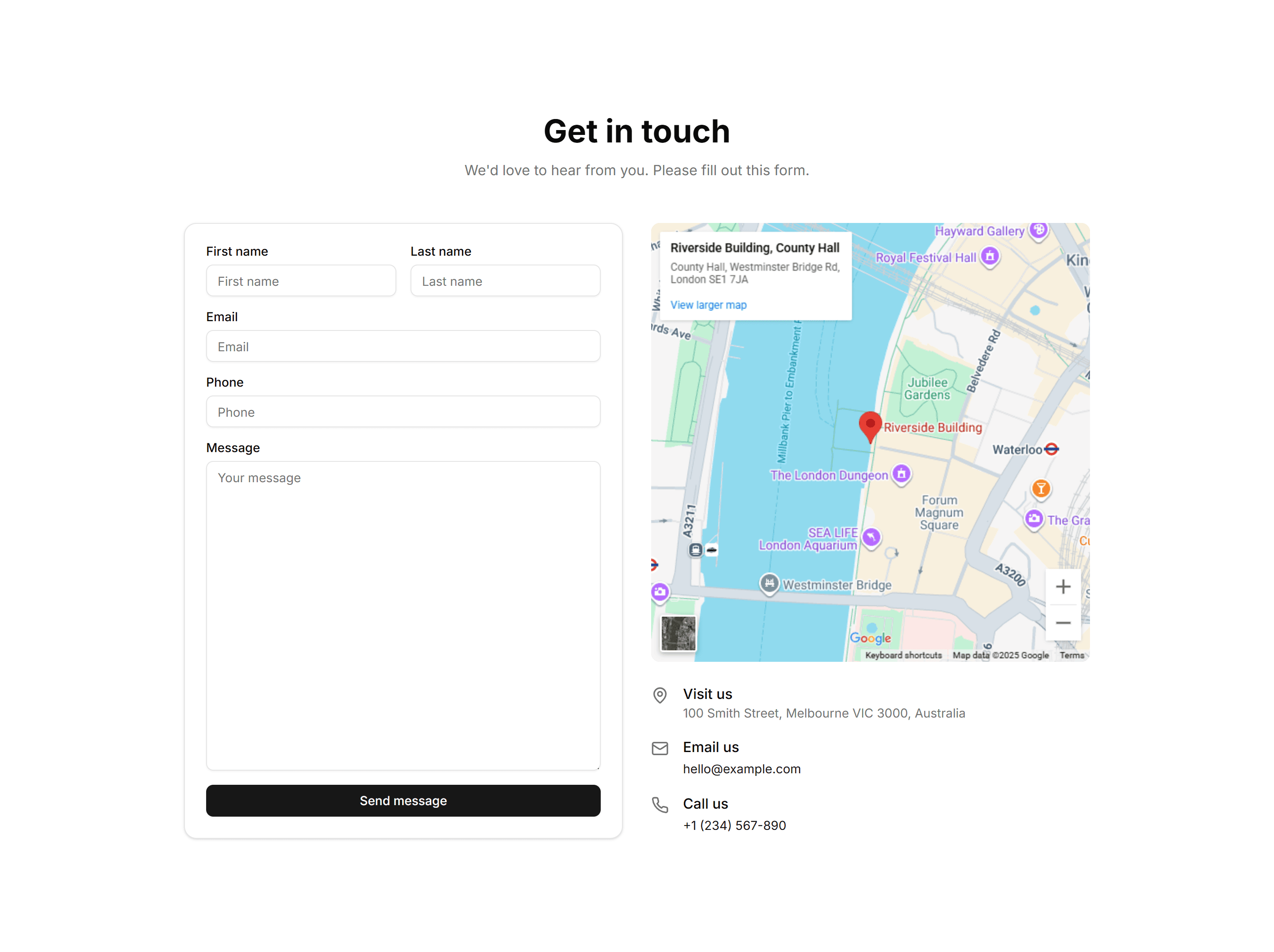Marketing Contact Section: With Map